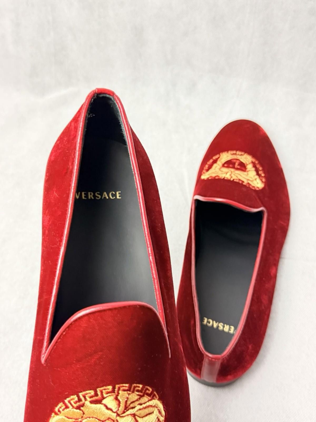 Versace Versace Medusa Head Velvet Loafers Red Gold SZ 44.5 US 11.5 Size US 11.5 / EU 44-45 - 5 Thumbnail