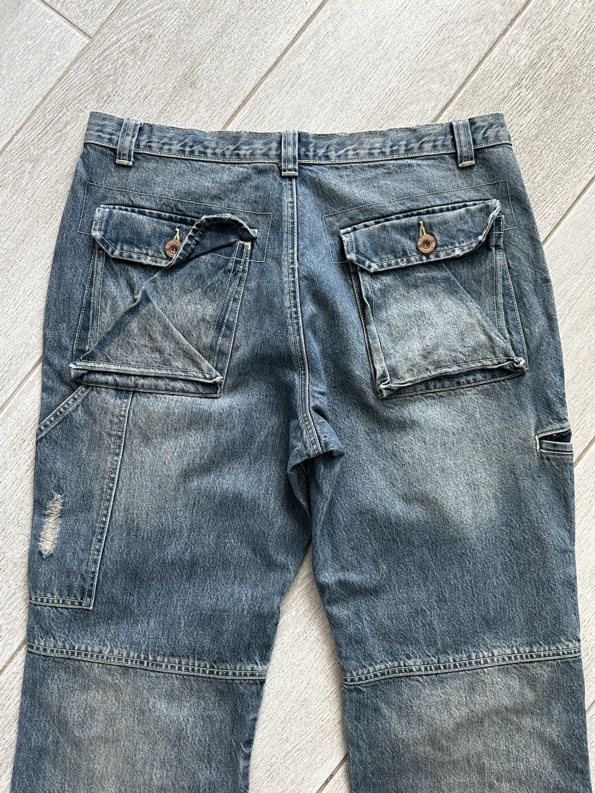 Other Vintage Y2K Clockhouse Mud Wash Denim Biker Jeans Baggy Fit Size US 36 / EU 52 - 8 Thumbnail