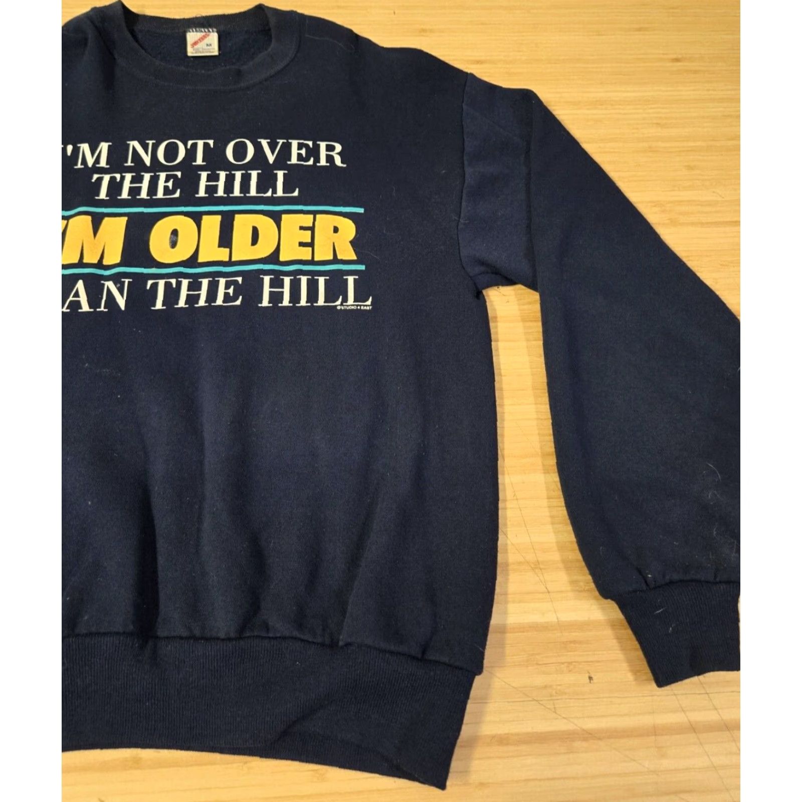Jerzees VINTAGE Jerzees Sweatshirt M Men Crew Neck Long Sleeve Black Graphic Print Funny Humor 80s Over What Hill Size US M / EU 48-50 / 2 - 2 Thumbnail