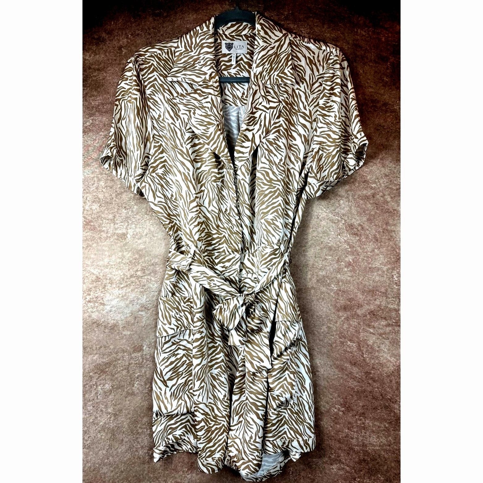 Other Lita by Ciara Animal Print Romper - Neutral Tiger - size M Size 30" / US 8 / IT 44 - 2 Thumbnail