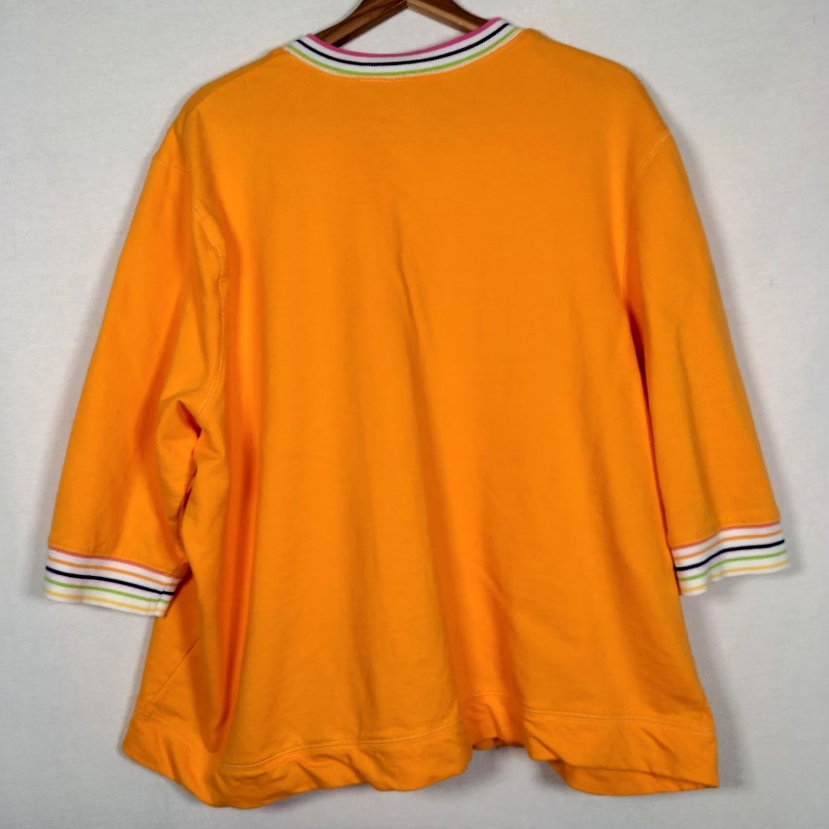 Vintage Onque Woman Shirt 2X Plus Size Gold Yellow Button Up Knit 3/4 Sleeve Pockets Cotton Knit Top Casual Shirt Womens Size XXL / US 16-18 / IT 52-54 - 2 Thumbnail