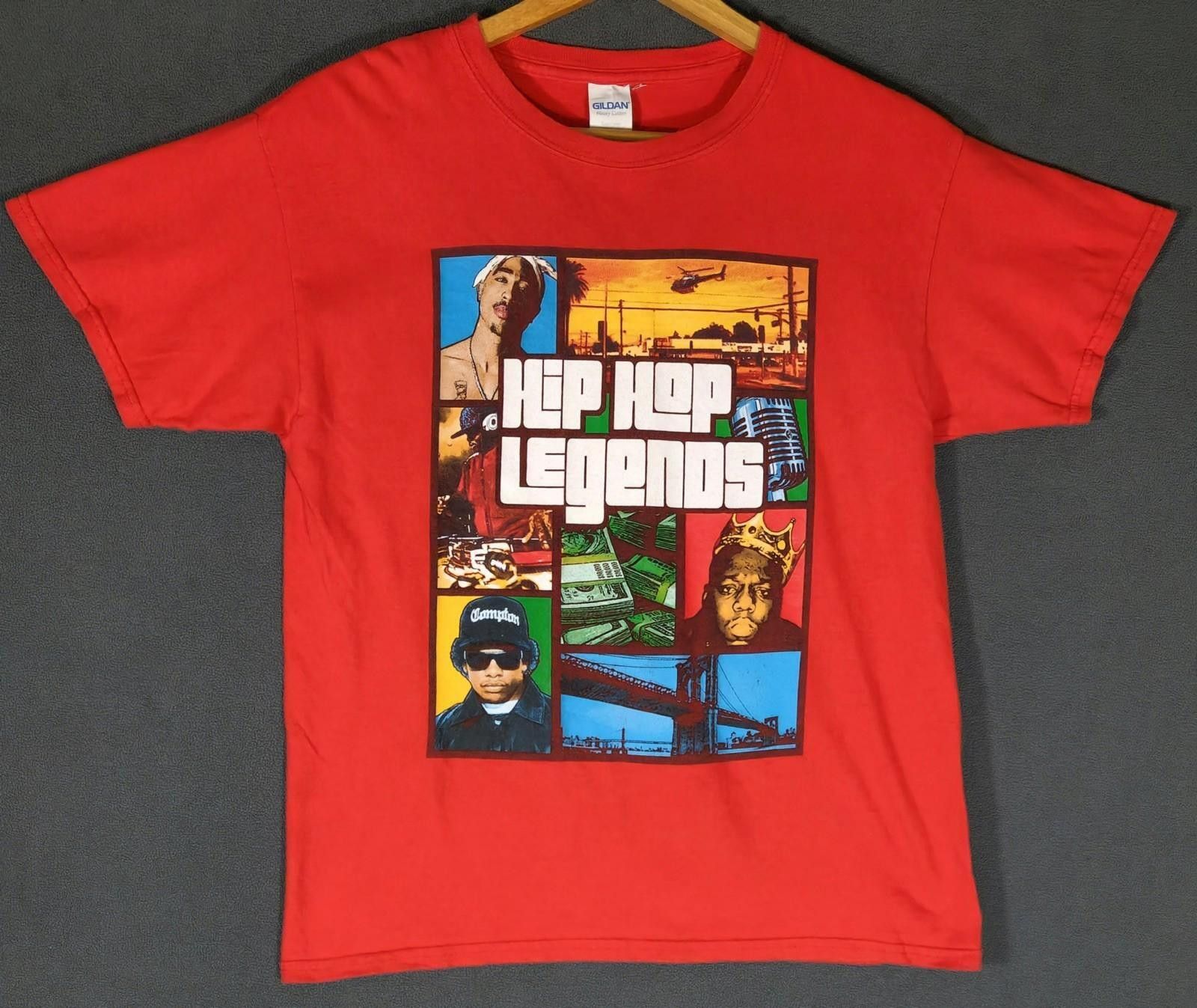 Gildan Hip Hop Legends T-Shirt Tupac Biggie Eazy-E Rap Red Youth #2 Size US L / EU 52-54 / 3 - 1 Thumbnail