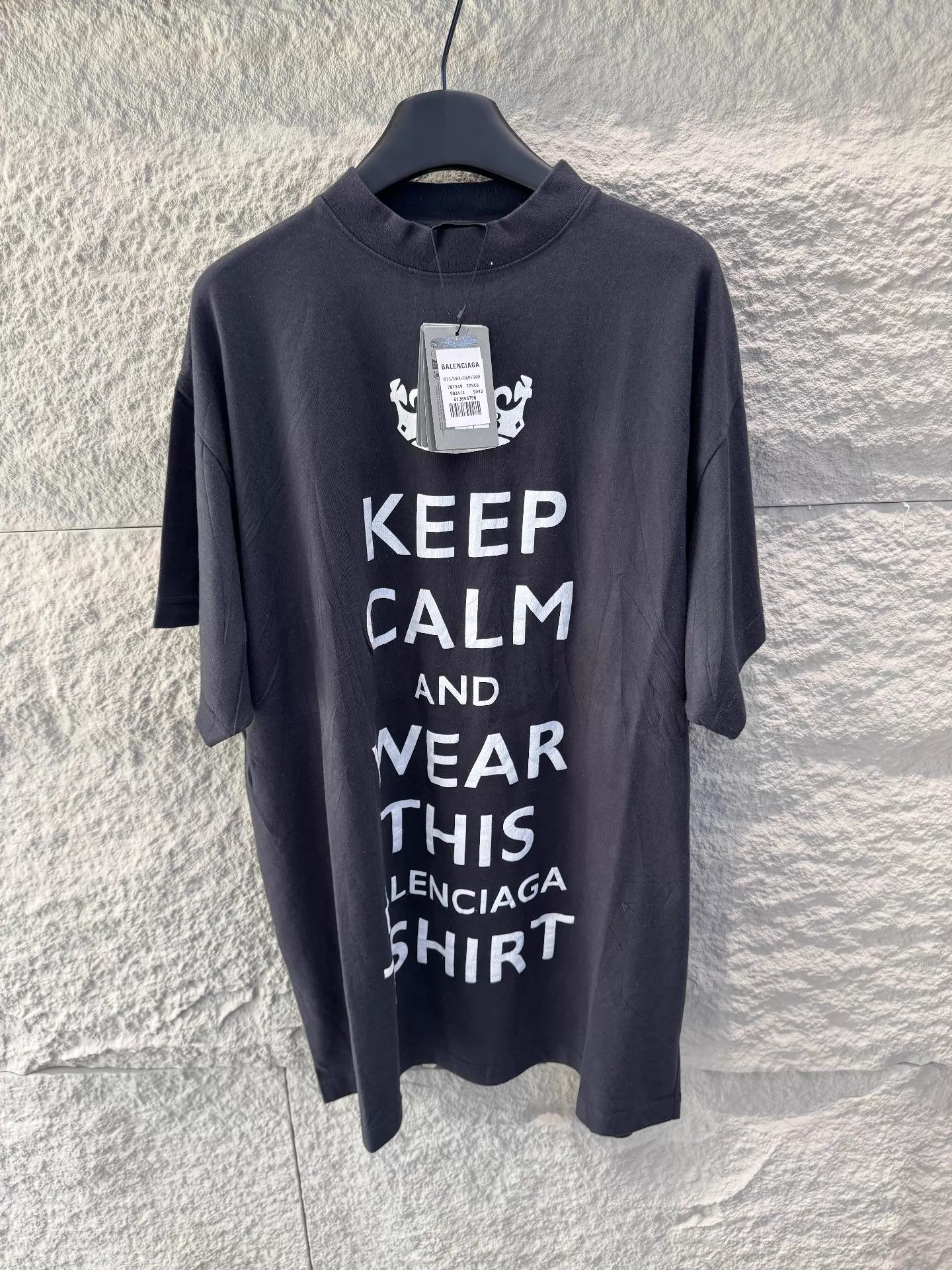 Balenciaga Balenciaga SS24 Keep Calm Black Short Sleeve Tee Size US S / EU 44-46 / 1 - 1 Thumbnail