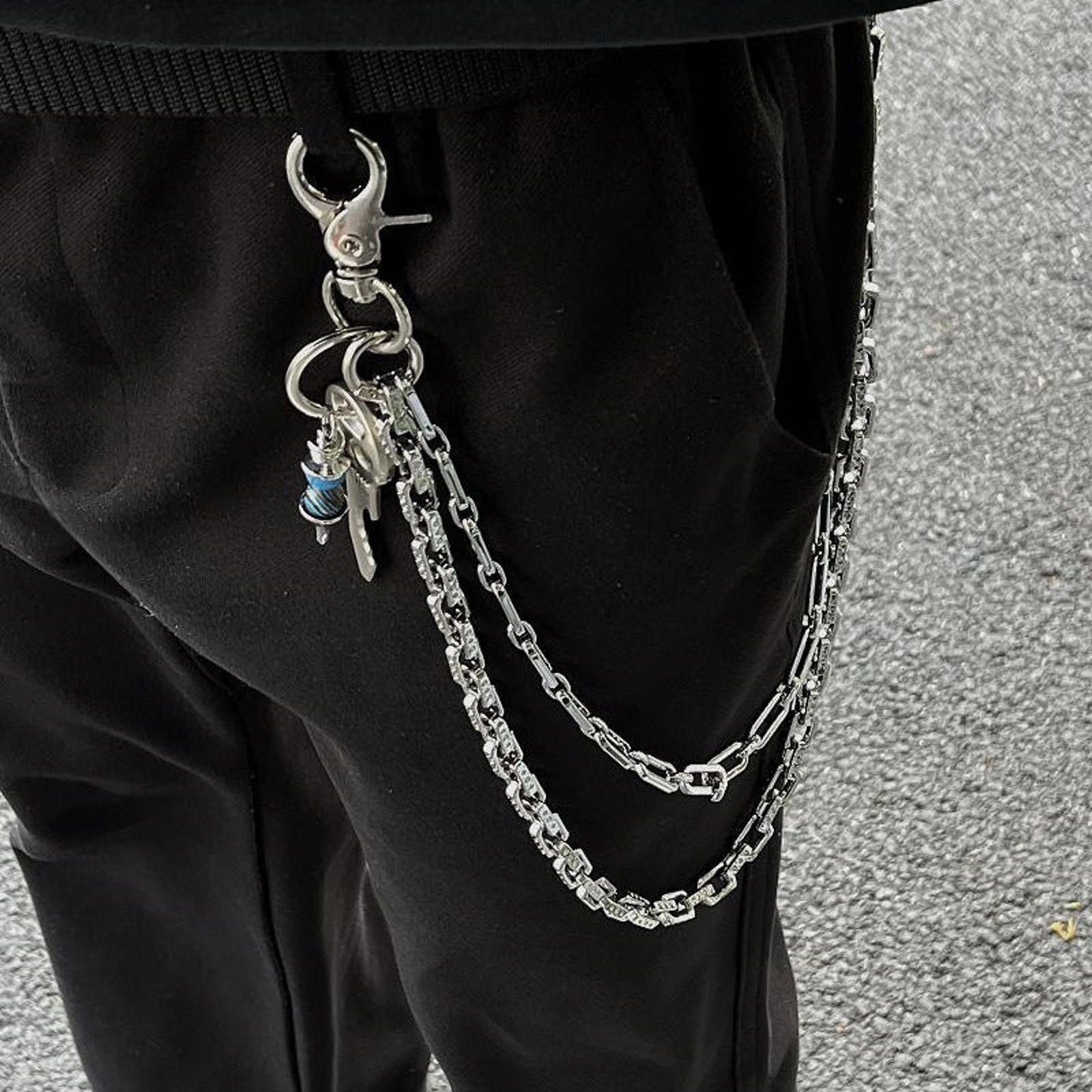 Jewelry Silver Double Wallet Chain, Pants Chain Size ONE SIZE - 1 Thumbnail