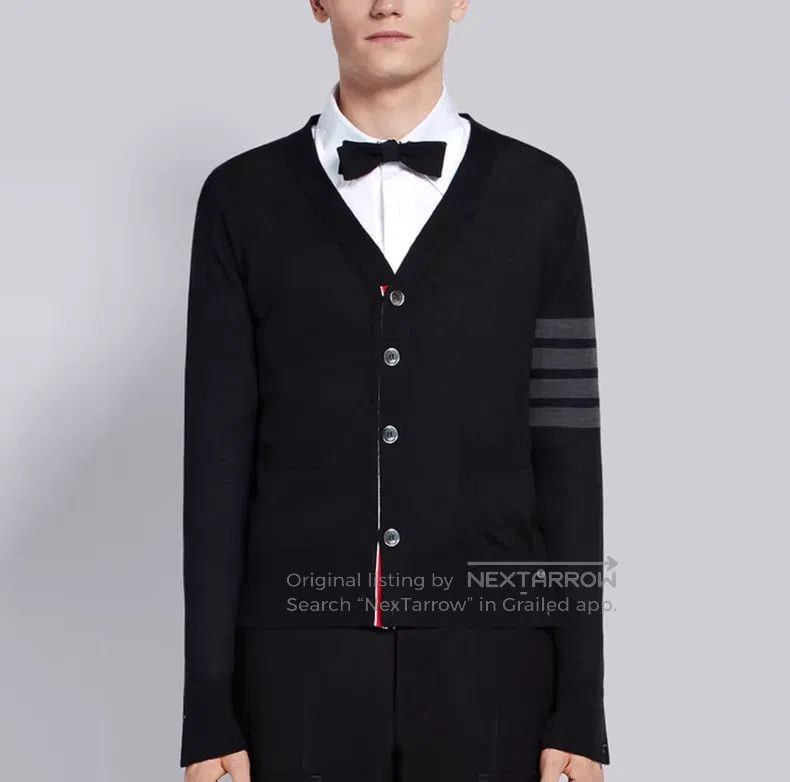 Thom Browne Thom Browne Classic Striped Wool Knit V-Neck Cardigan Swea Size US M / EU 48-50 / 2 - 1 Thumbnail
