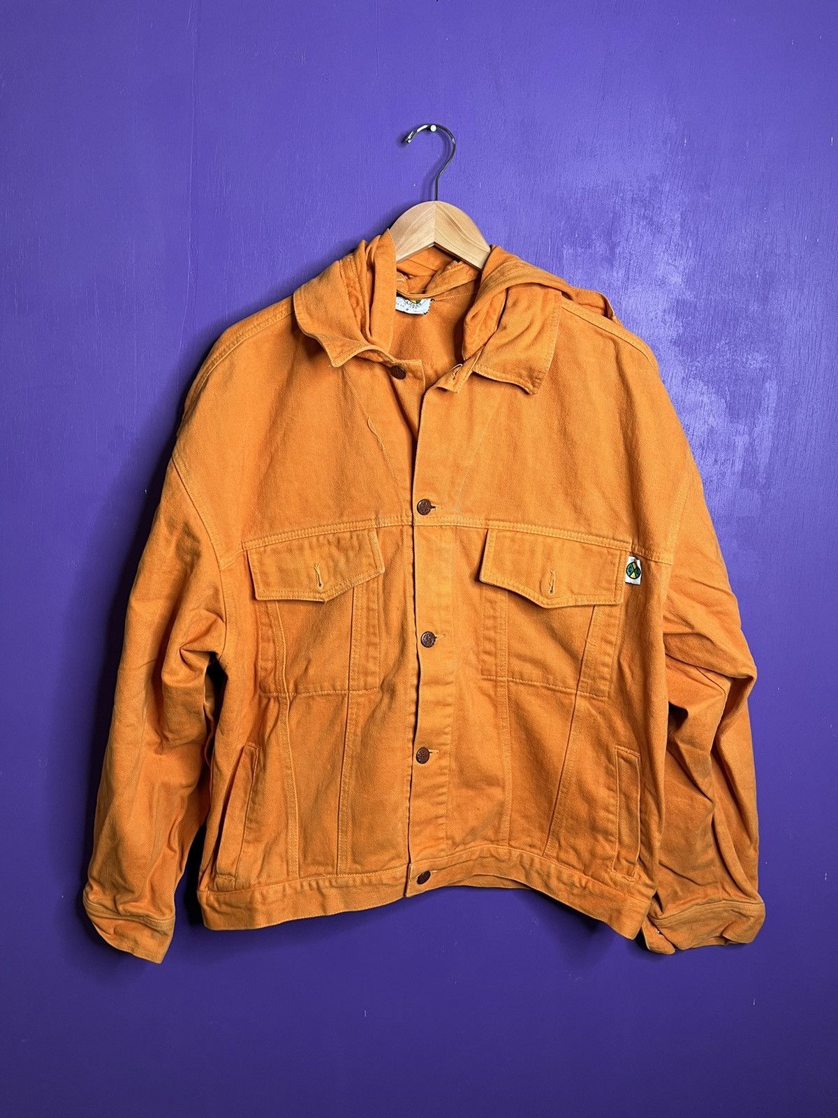 image of Vintage 90's Cross Colours Detachable Hood Jacket in Orange, Men's (Size Large)