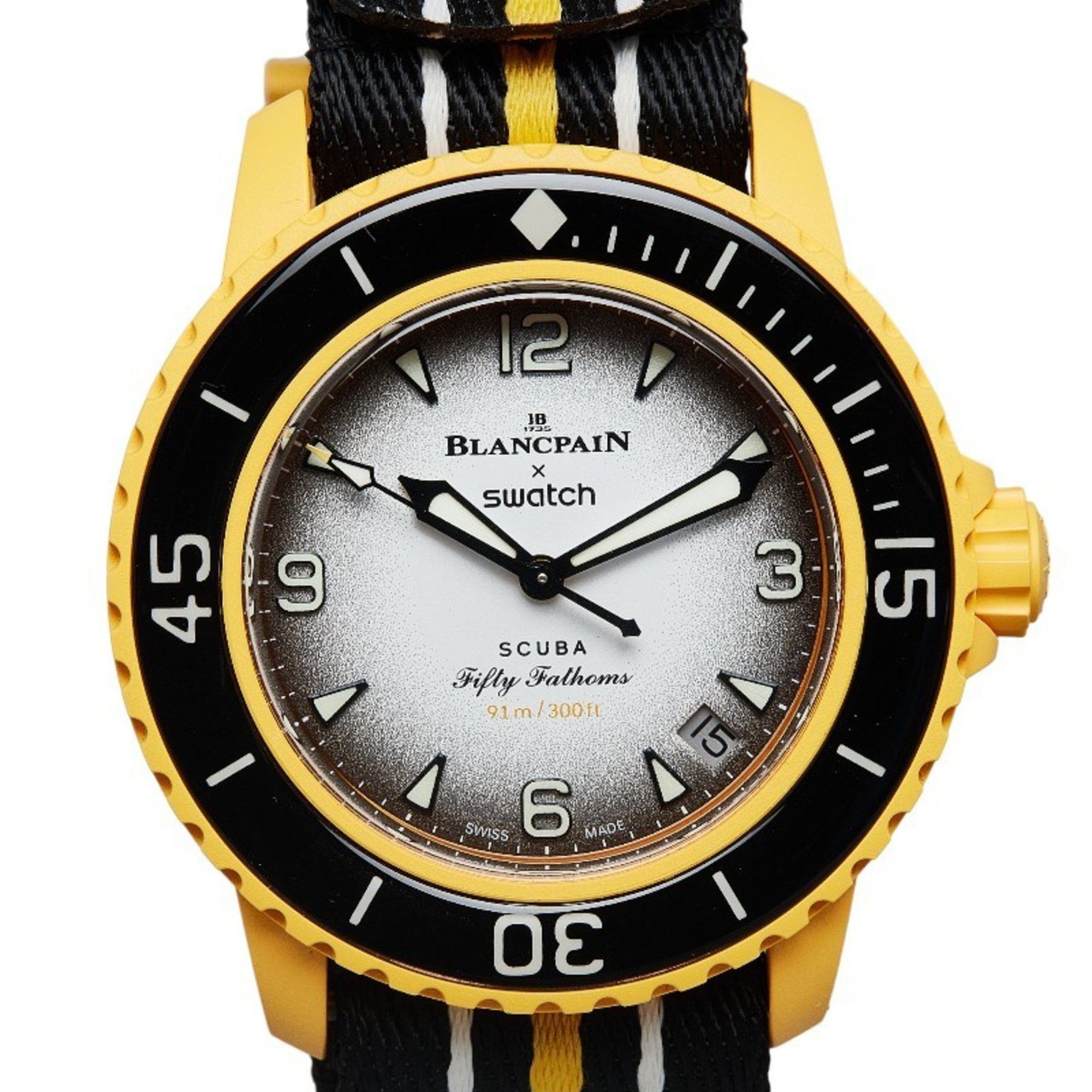 Swatch Swatch x Blancpain PACIFIC OCEAN Watch SO35P100 Automatic White Black Dial Plastic Nylon Men's Size ONE SIZE - 1 Thumbnail