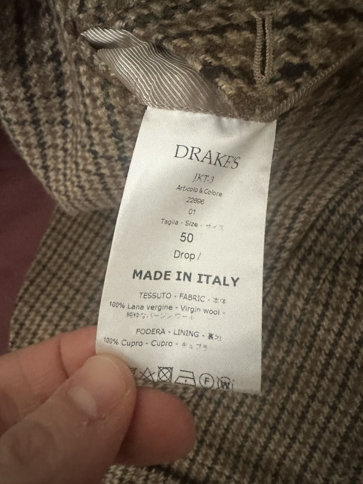 Drake's Drake’s Brown Houndstooth Virgin Wool - JKT-3- 40R Size 40R - 3 Thumbnail