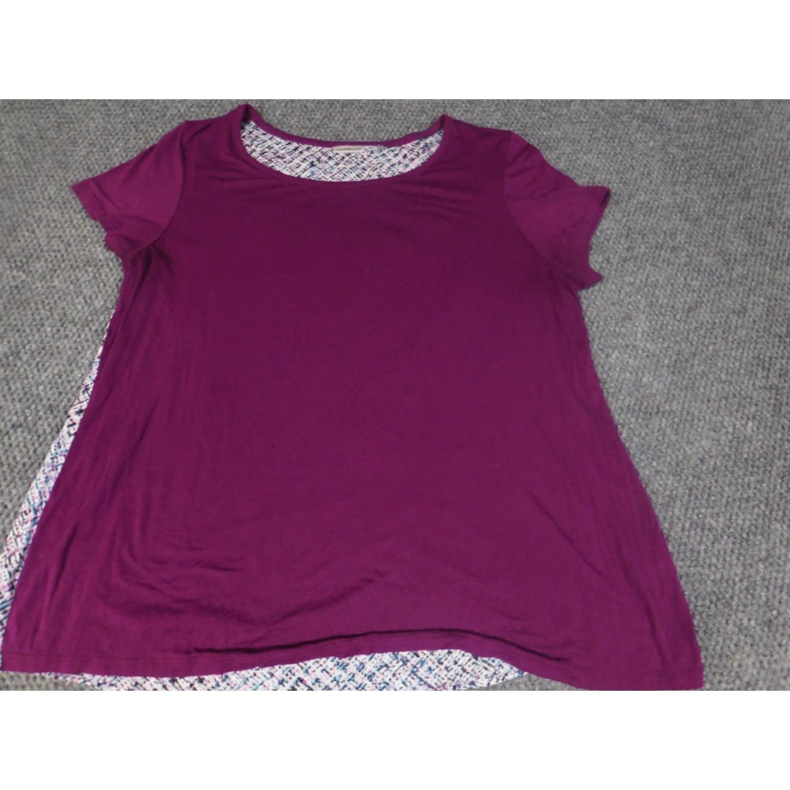 Croft & Barrow Croft & Barrow Womens Blouse XL Purple Stretch Crew Neck Short Sleeve Pullover Rayon Floral Casual Regular Basic Classic Womens Size XL / US 12-14 / IT 48-50 - 3 Thumbnail