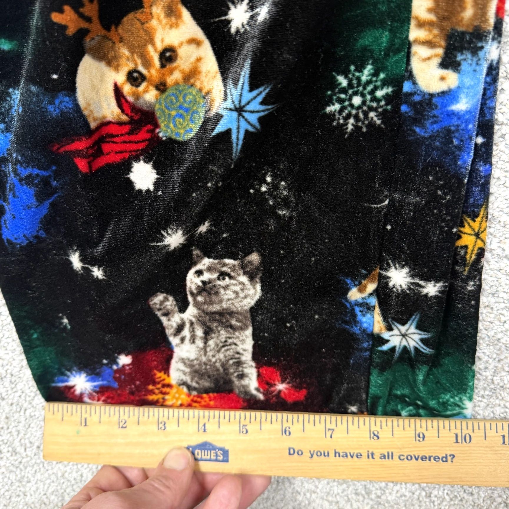 Vintage No Boundaries Jumpsuit Womens XS Black Cat Santa Velour Christmas Kitsch NWT Size 26" / US 2 / IT 38 - 6 Thumbnail