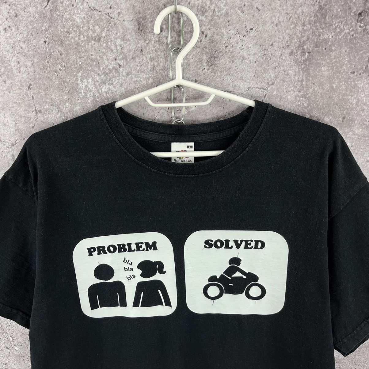 Fruit Of The Loom Crazy Humor Tee Big Logo “Problem Bla Bla Bla - Solved” Sz L Size US L / EU 52-54 / 3 - 2 Thumbnail