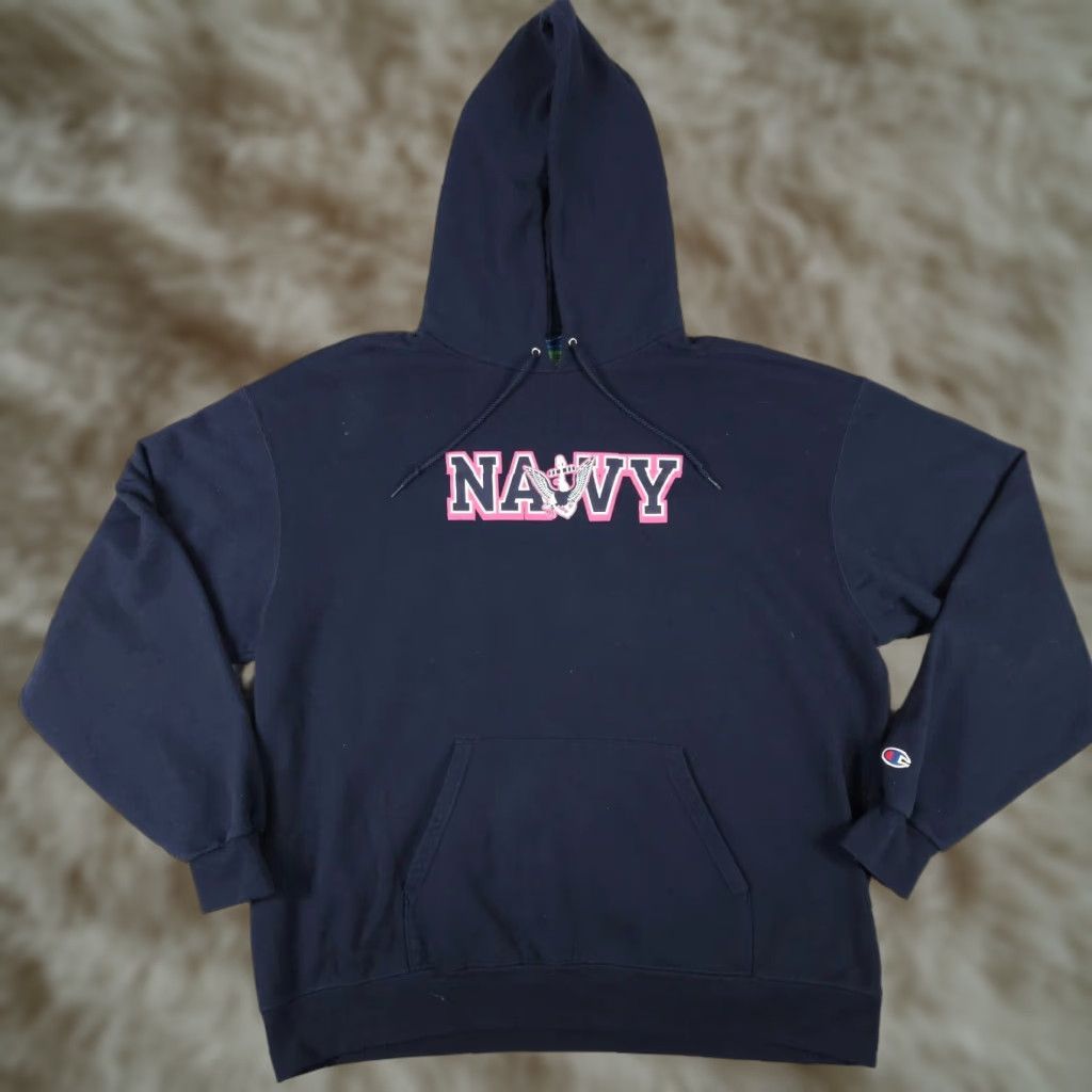 Champion Champion Casual Pullover Hoodie XL Blue Men's Sweatshirt, Solid, Mock Neck, Long Sleeve, Adjustable, All Seasons Size US XL / EU 56 / 4 - 1 Thumbnail