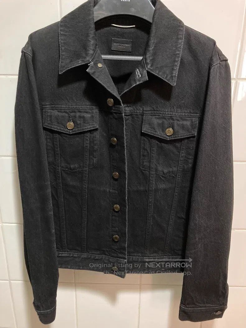 Saint Laurent Paris Saint Laurent Paris Black Distressed Denim Jacket Size US L / EU 52-54 / 3 - 1 Thumbnail