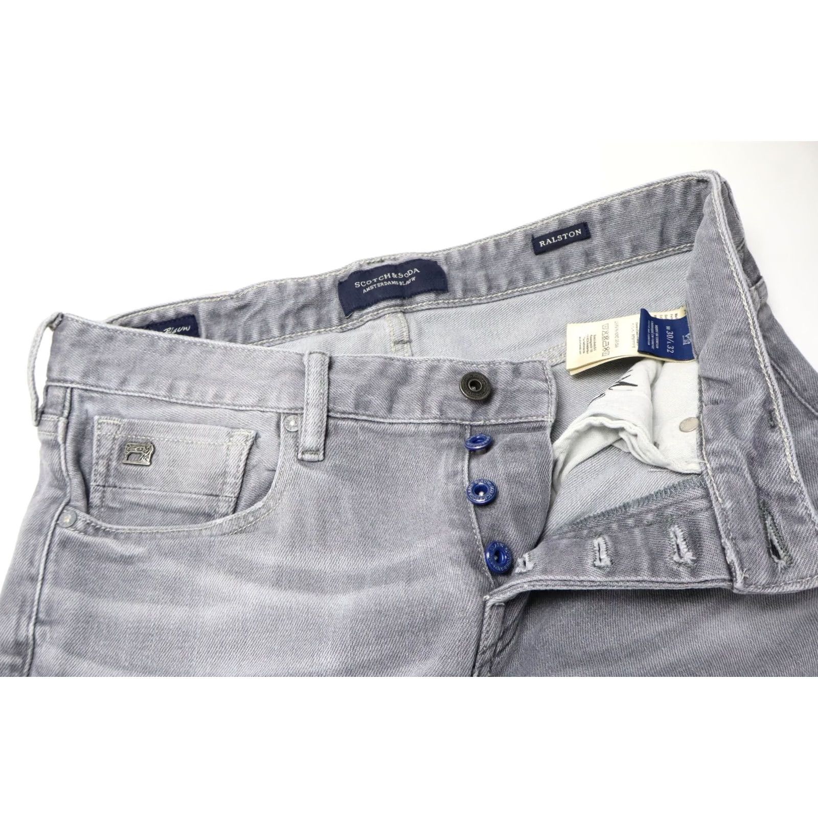Scotch & Soda SCOTCH & SODA Ralston Jeans Men's W30/L32 Grey Slim Faded Whiskers Button Fly Jeans Size US 30 / EU 46 - 4 Thumbnail