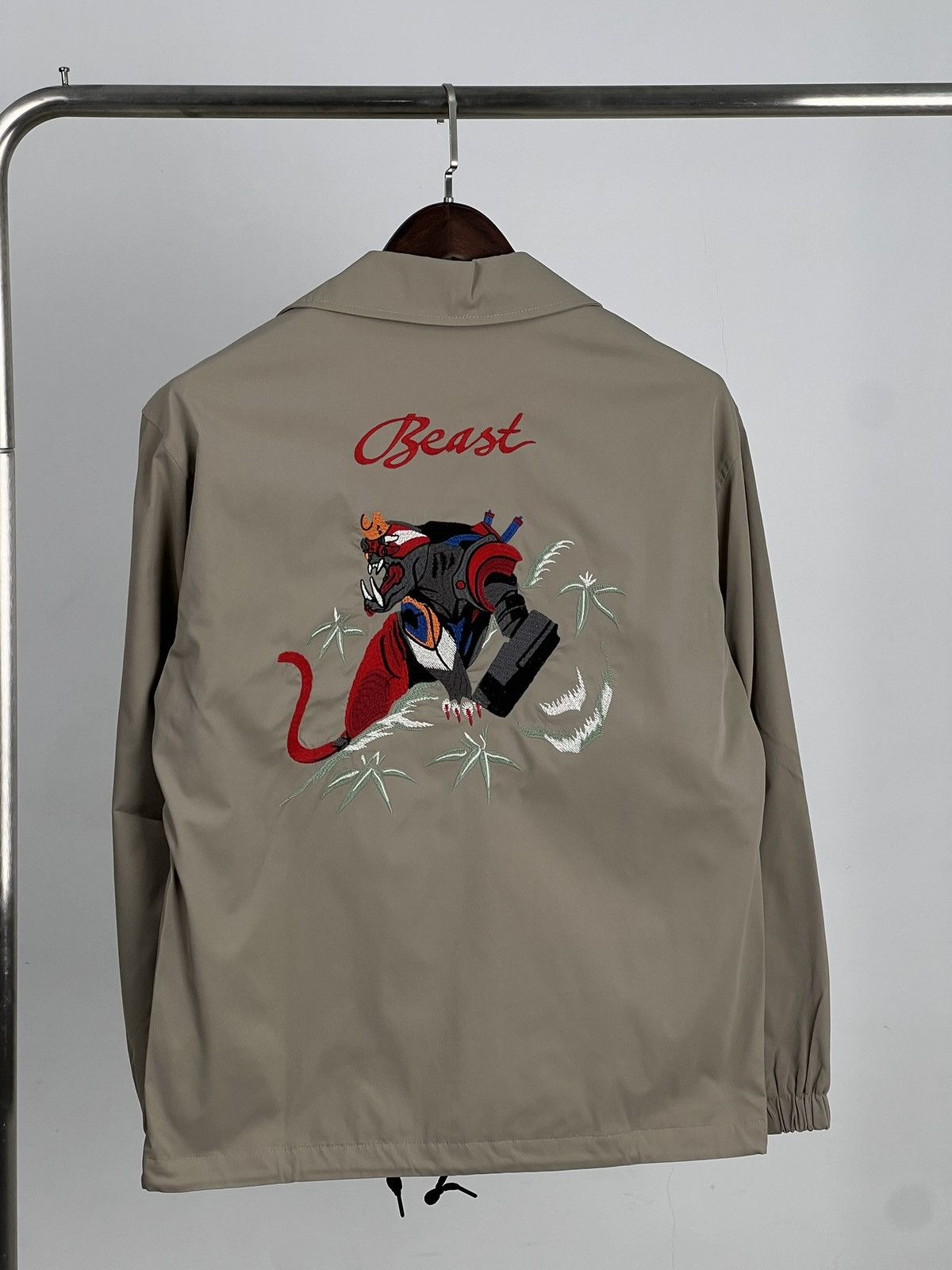 image of Radio Eva Evangelion Embroidered Coach Jacket M in Brown, Men's (Size Medium)