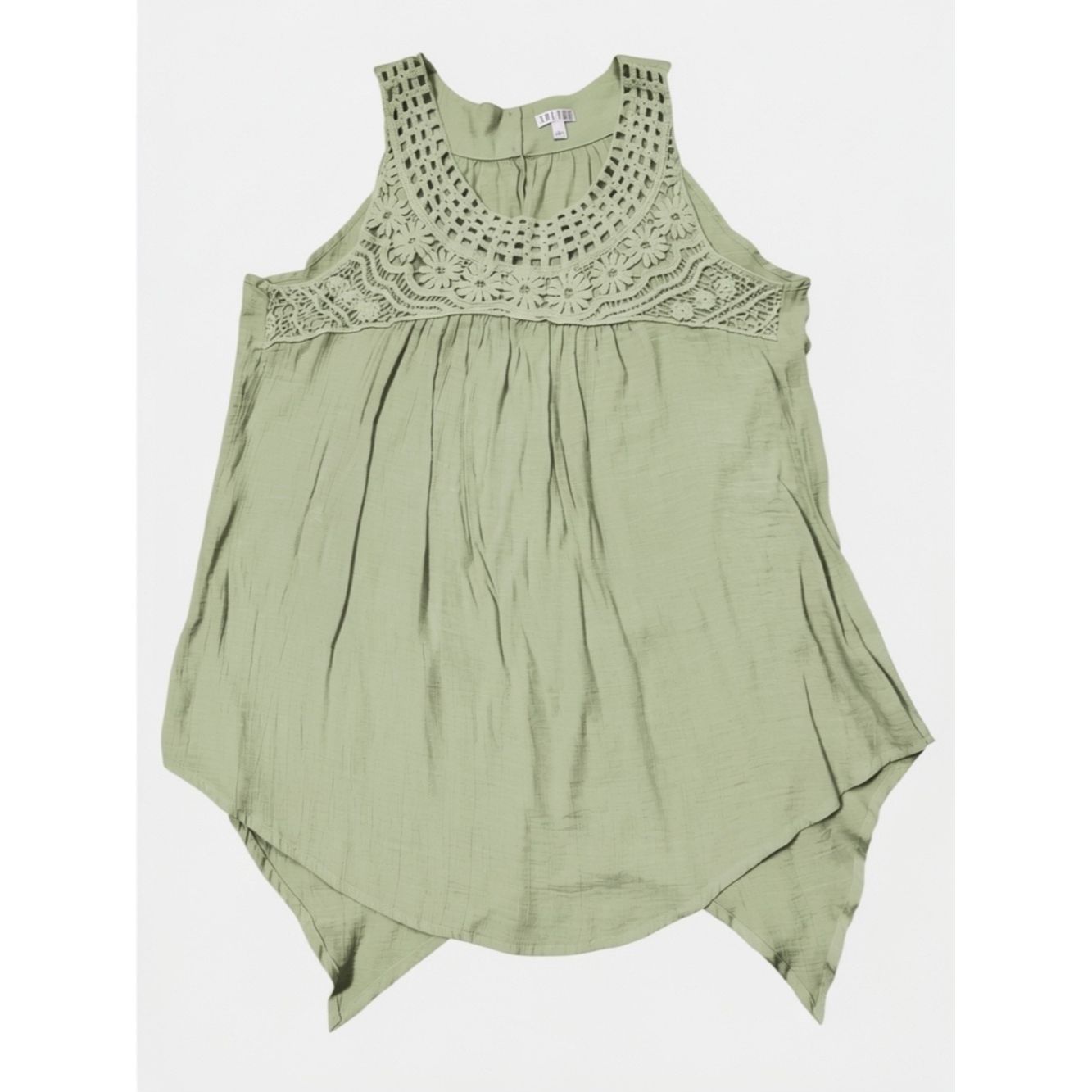 Other Spense Olive Crochet-Yoke Sleeveless Tunic Top Size L Size L / US 10 / IT 46 - 2 Thumbnail