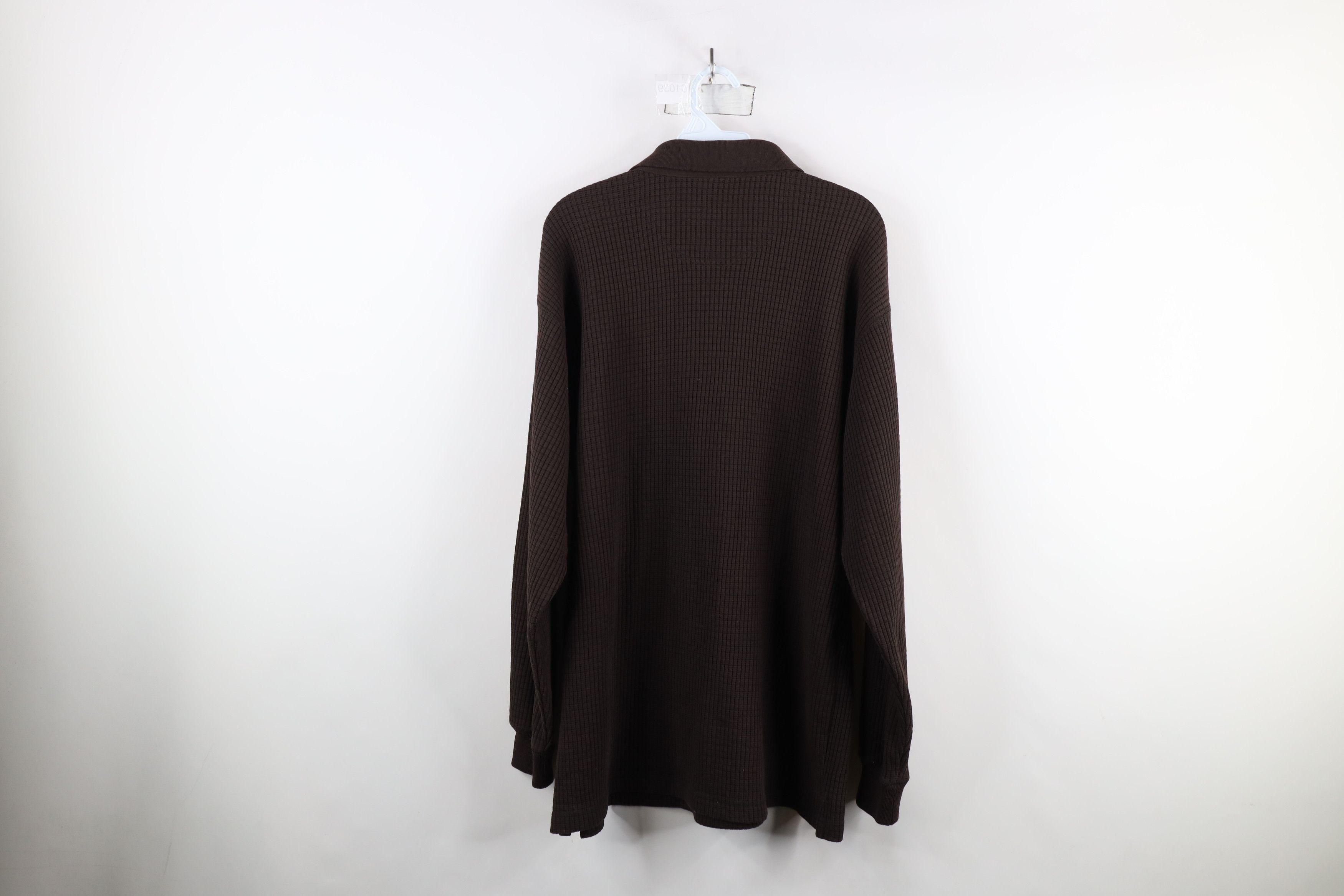 Vintage Vintage 90s Streetwear Heavyweight Long Sleeve Polo Brown Size US L / EU 52-54 / 3 - 11 Thumbnail