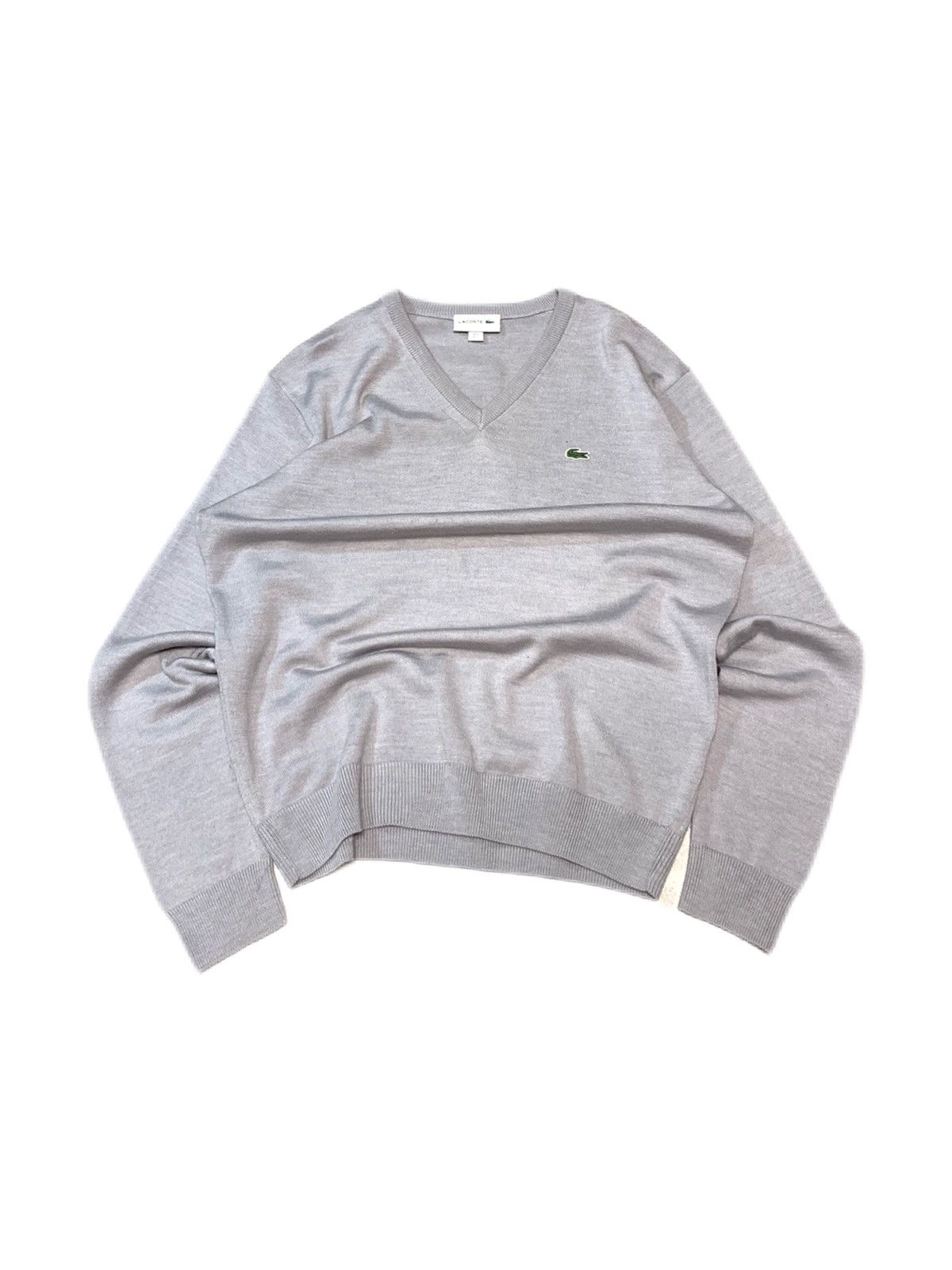Lacoste × Vintage Plain Silver grey Y2K vintage Embroidered Lacoste Sweater Size US L / EU 52-54 / 3 - 1 Thumbnail