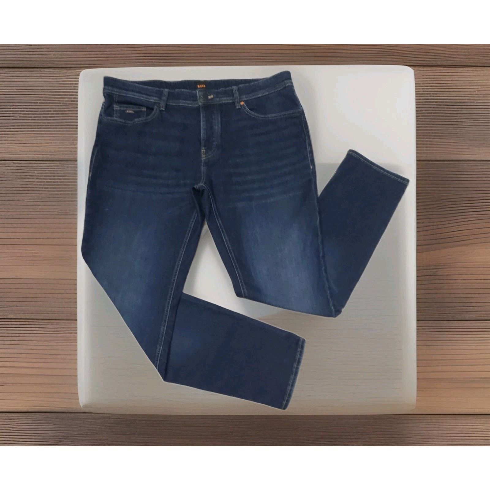 Hugo Boss Hugo Boss Mens Jeans Tapered Fit Stretch Dark Blue Wash 38 Size US 38 / EU 54 - 2 Thumbnail