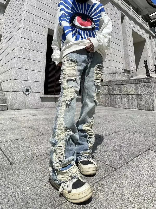 VIBE ripped grunge flared damaged jeans Size US 28 / EU 44 - 3 Thumbnail