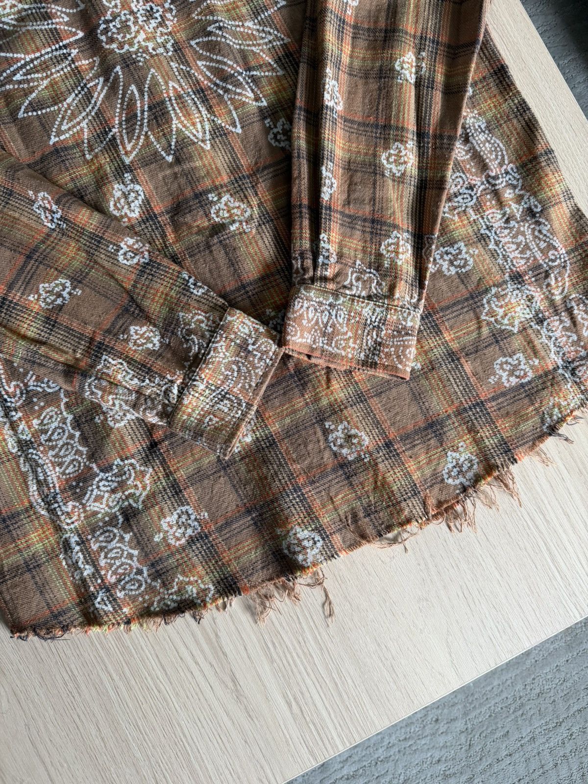Amiri Amiri Brown Bleach Bandana Shirt Paisley Flannel Size US L / EU 52-54 / 3 - 5 Thumbnail