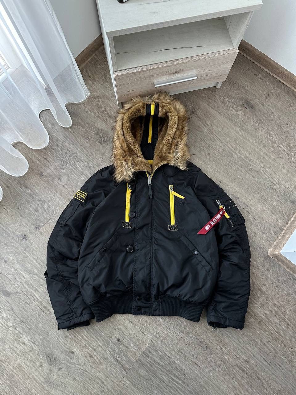 Alpha Industries × Vintage Vintage Alpha Industries Faux Fur Black Bomber Jacket Size US L / EU 52-54 / 3 - 8 Thumbnail