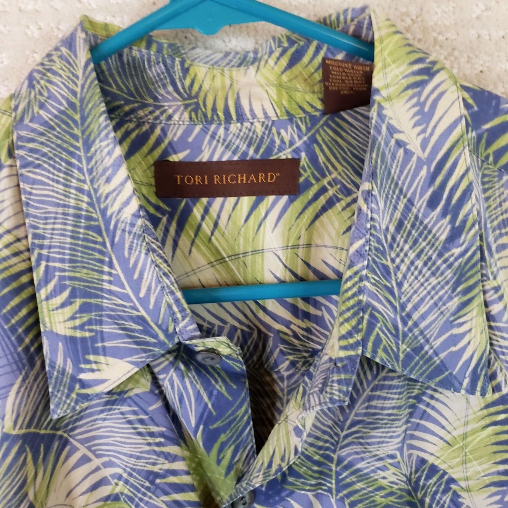 Tori Richard Tori Richard Shirt Mens 2XL Blue Aloha Tropical Cotton Lawn Floral Button Size US XXL / EU 58 / 5 - 5 Thumbnail