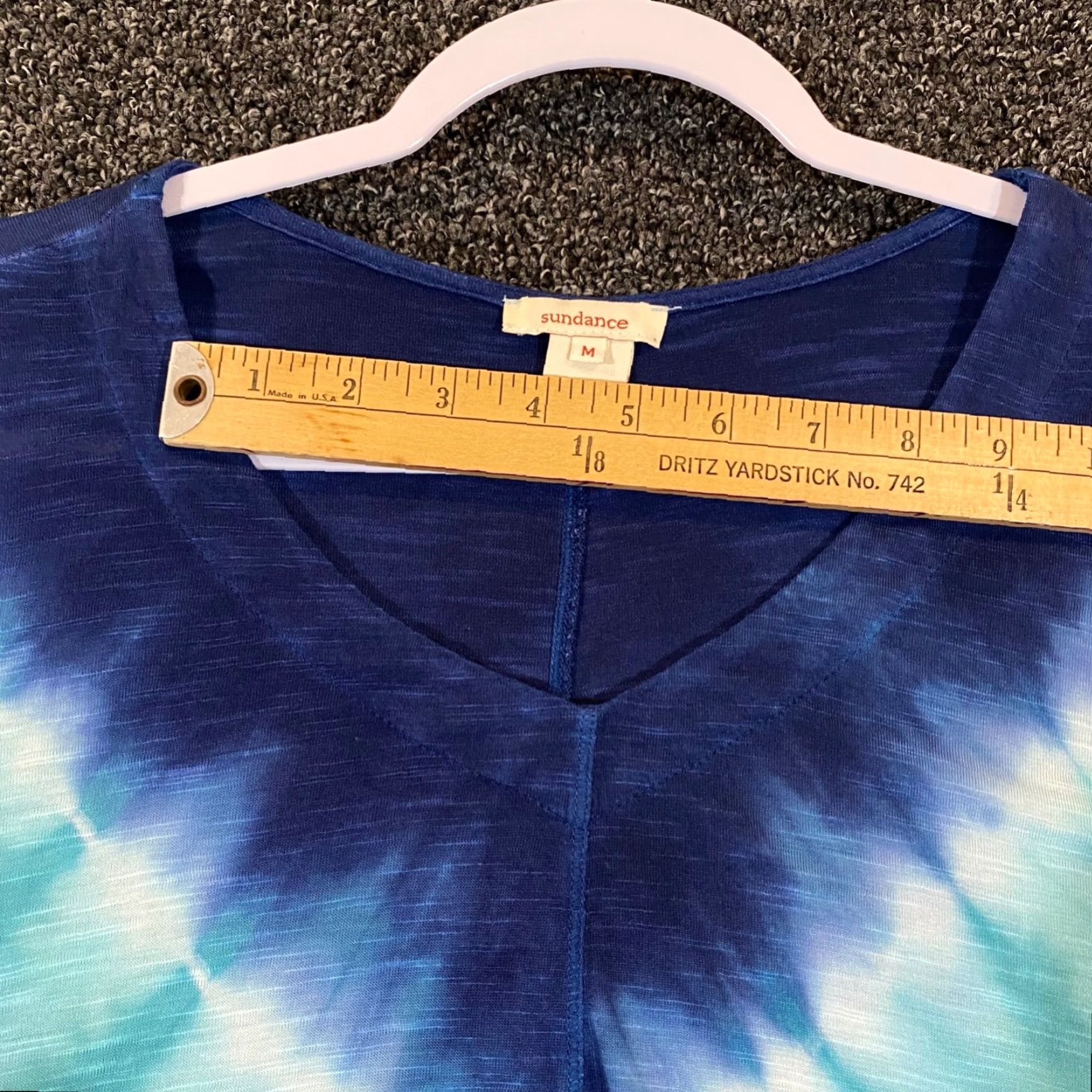 Vintage Sundance Top Womens Medium Blue White Tie Dye Round Neck Viscose Short Sleeve Shirt Size M / US 6-8 / IT 42-44 - 6 Thumbnail