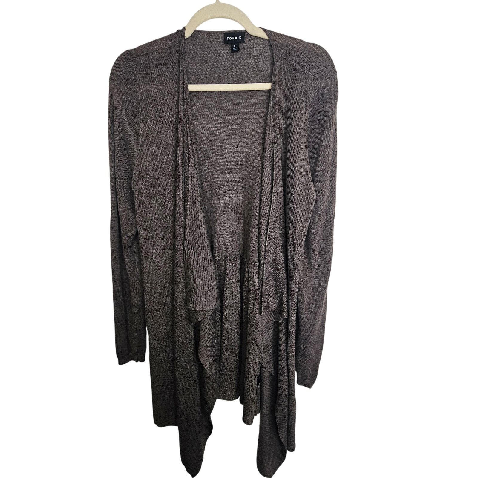 Corridor Torrid Sweater Cardigan Brown Open Front Waterfall 0X Size XL / US 12-14 / IT 48-50 - 1 Thumbnail