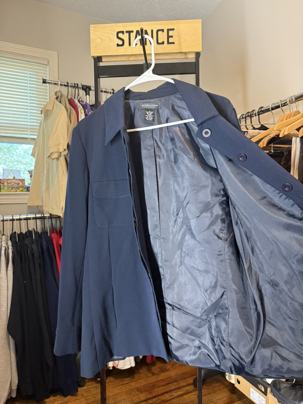 Vintage Navy Button-Up Light Jacket Size L / US 10 / IT 46 - 4 Thumbnail