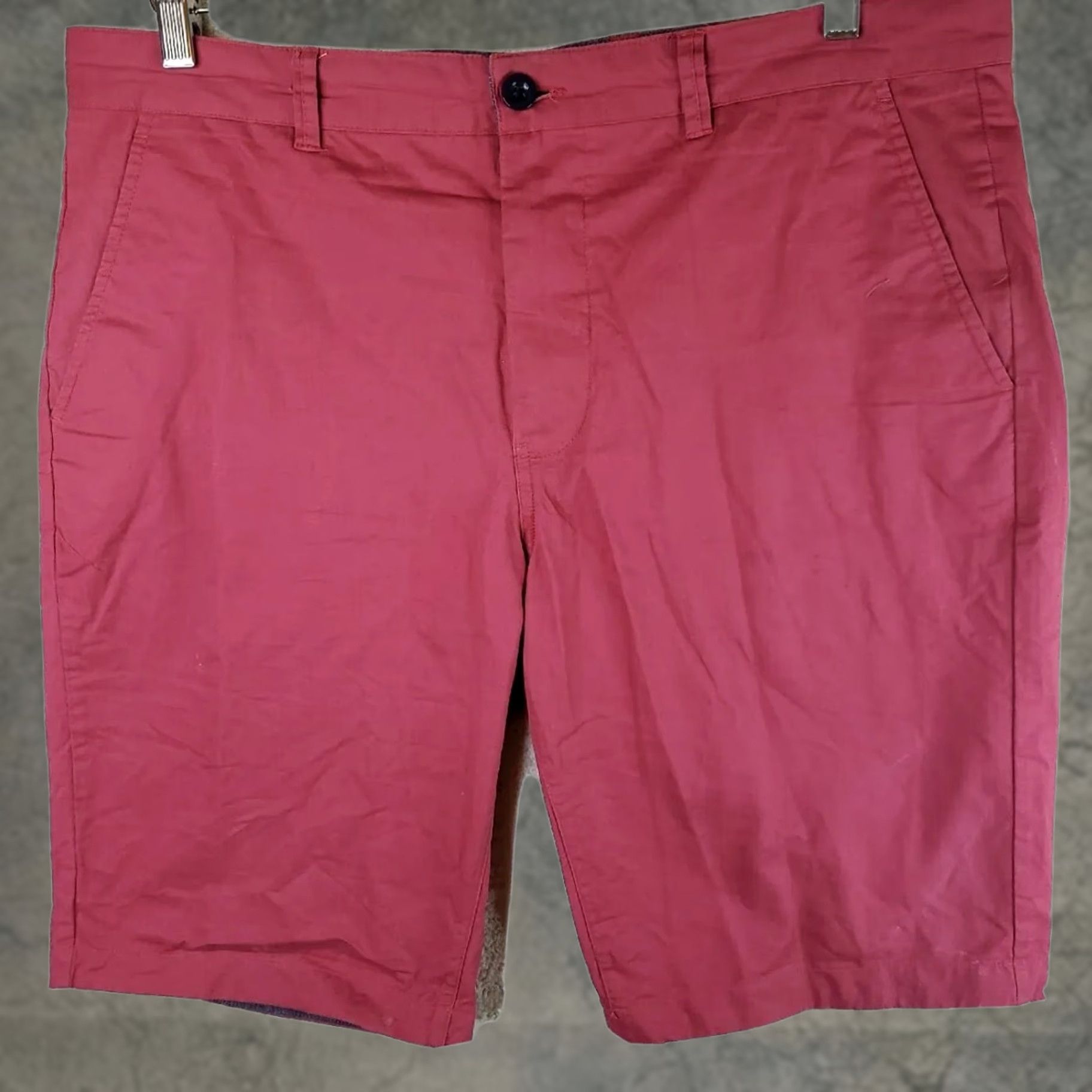 Vintage Allegiany NY Men's 34W x 10.5L Red Cotton Shorts Longer Length Chino Casual Regular Waist Pocket 34in Inseam 10.5in Mens Red Cotton Shorts Size US 34 / EU 50 - 1 Thumbnail