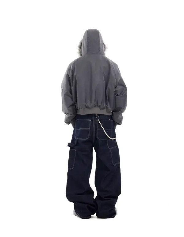 VIBE High Street Clean Fit Multi Pockets Dark Blue Baggy Jeans Size US 32 / EU 48 - 5 Thumbnail