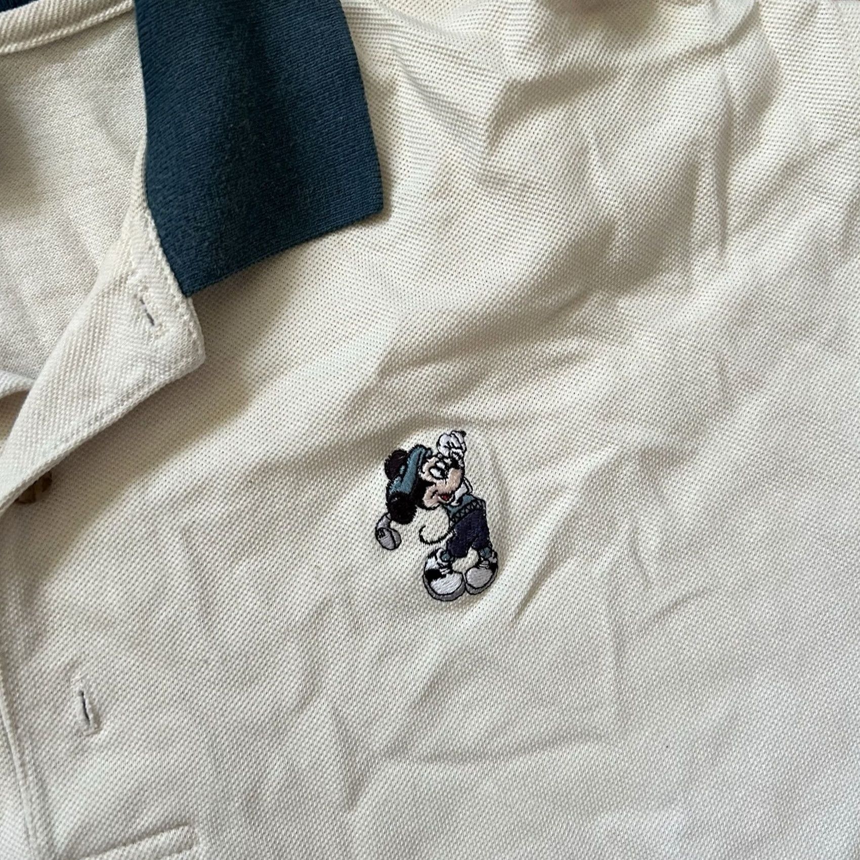Disney VINTAGE Disney Mickey Mouse golf polo XL Men Cream 90s Size US XL / EU 56 / 4 - 2 Thumbnail
