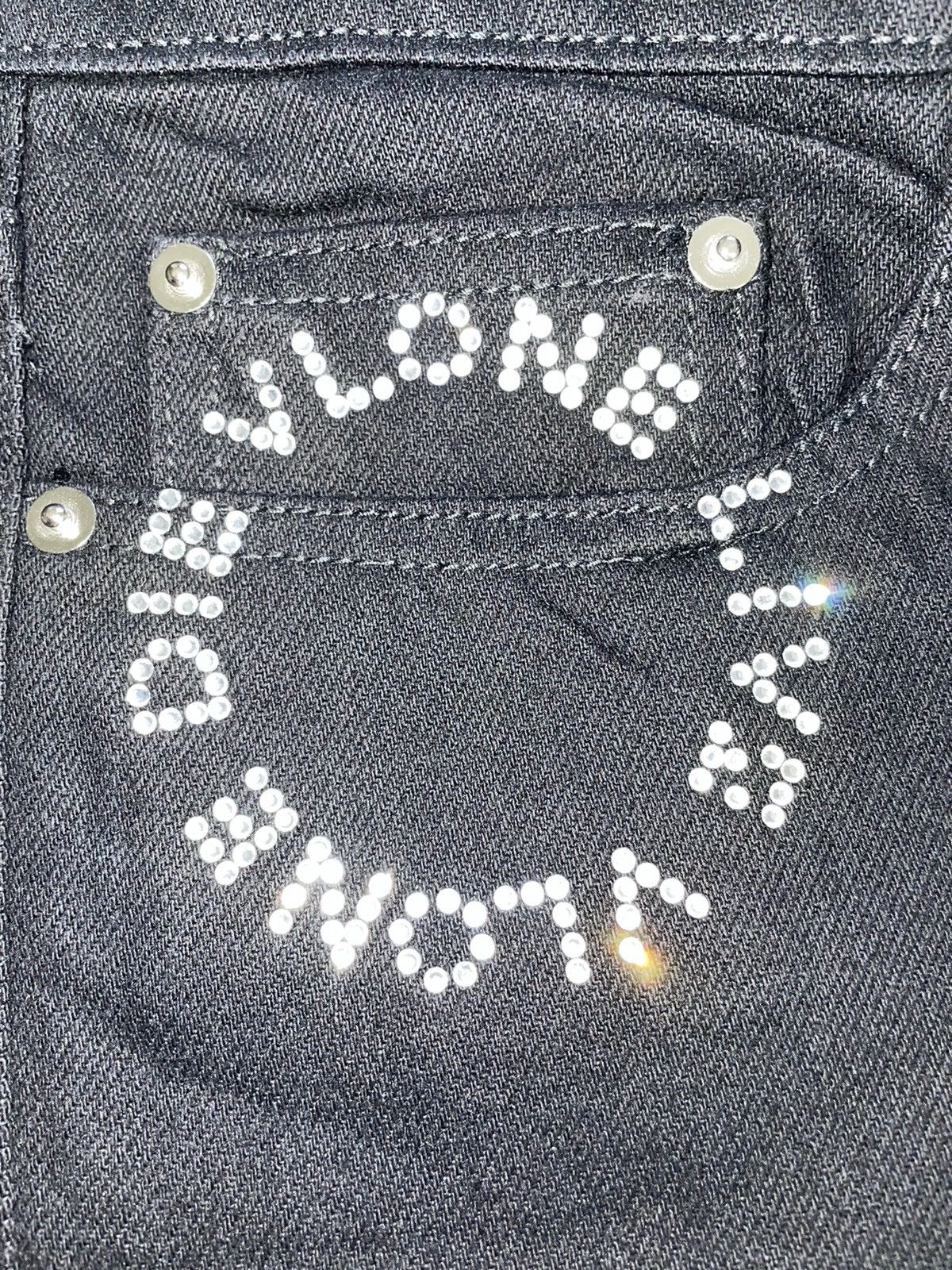Vlone Vlone LVDV Silver Rhinestone Stacked Denim Jeans Black 30 Size US 30 / EU 46 - 9 Thumbnail