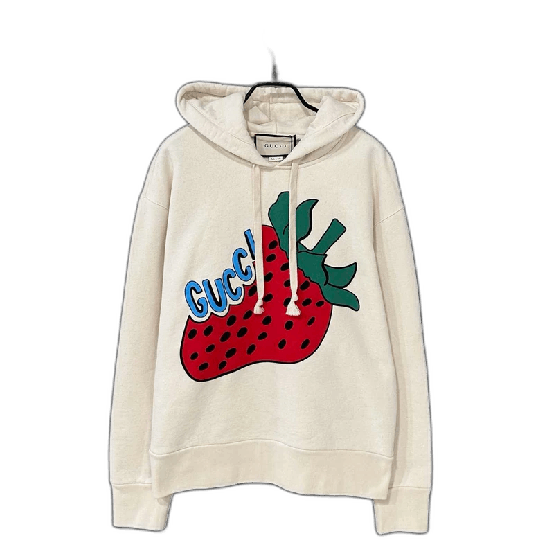 Gucci Cream Strawberry Print Hoodie by GUCCI-2505 Size XS / US 0-2 / IT 36-38 - 1 Thumbnail
