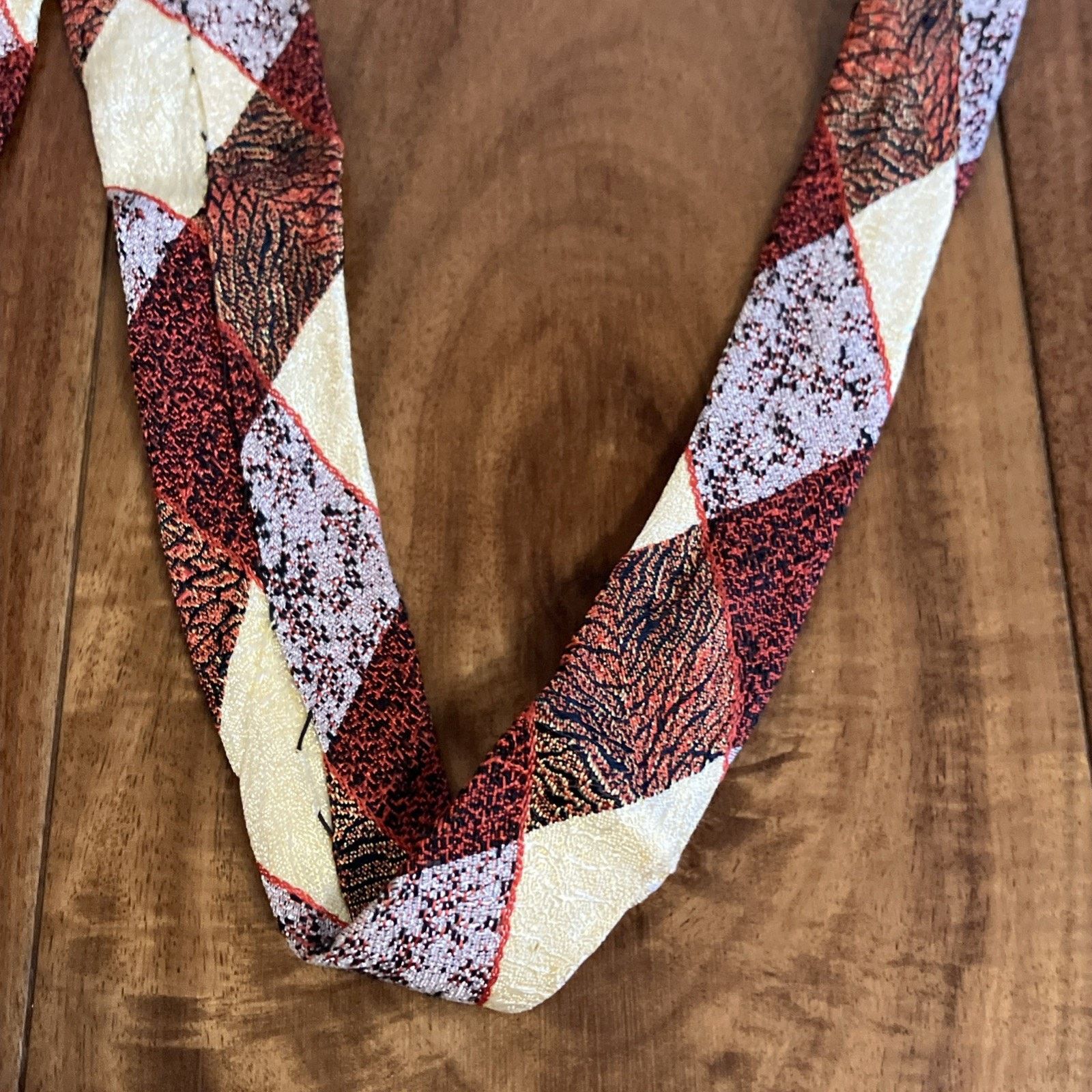 Handmade 1930s Necktie Checkered Swing Tie Art Deco Single Stitch Size ONE SIZE - 19 Thumbnail