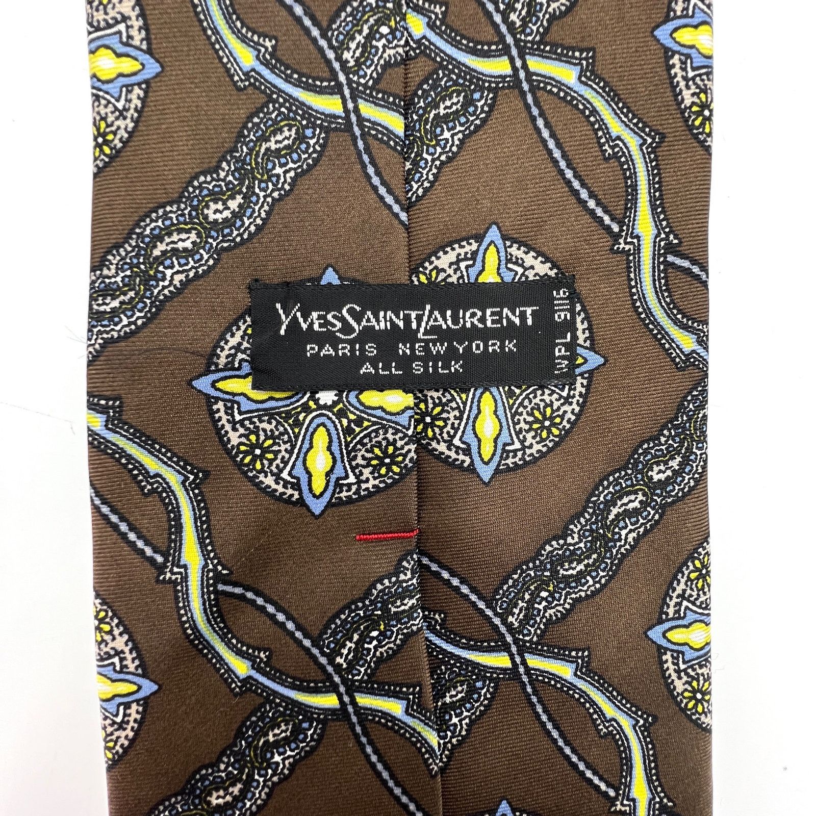 Vintage × Yves Saint Laurent Yves Saint Laurent Vintage 70s Silk Tie Brown Size ONE SIZE - 3 Thumbnail