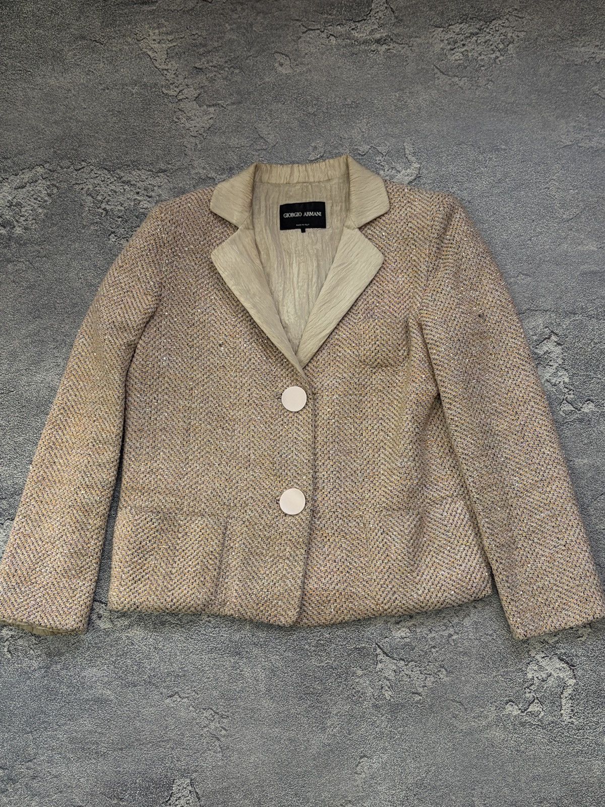Giorgio Armani Giorgio Armani Tweed Blazer Jacket Peach Blush Size 42 Size M / US 6-8 / IT 42-44 - 3 Thumbnail
