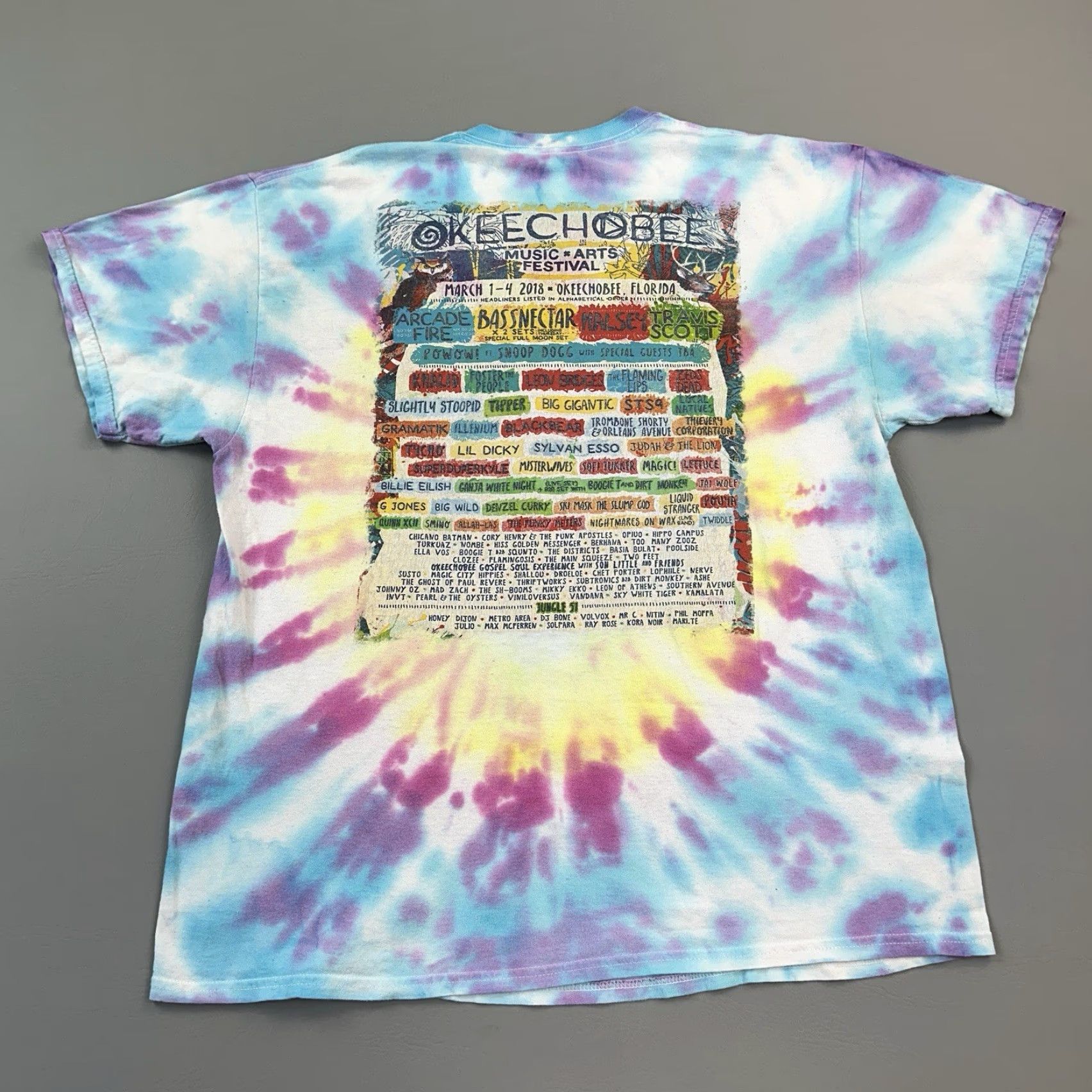 Gildan Okeechobee Music Festival Shirt Mens Large Tie Dye 2018 Line Up Travis Scott Size US L / EU 52-54 / 3 - 5 Thumbnail