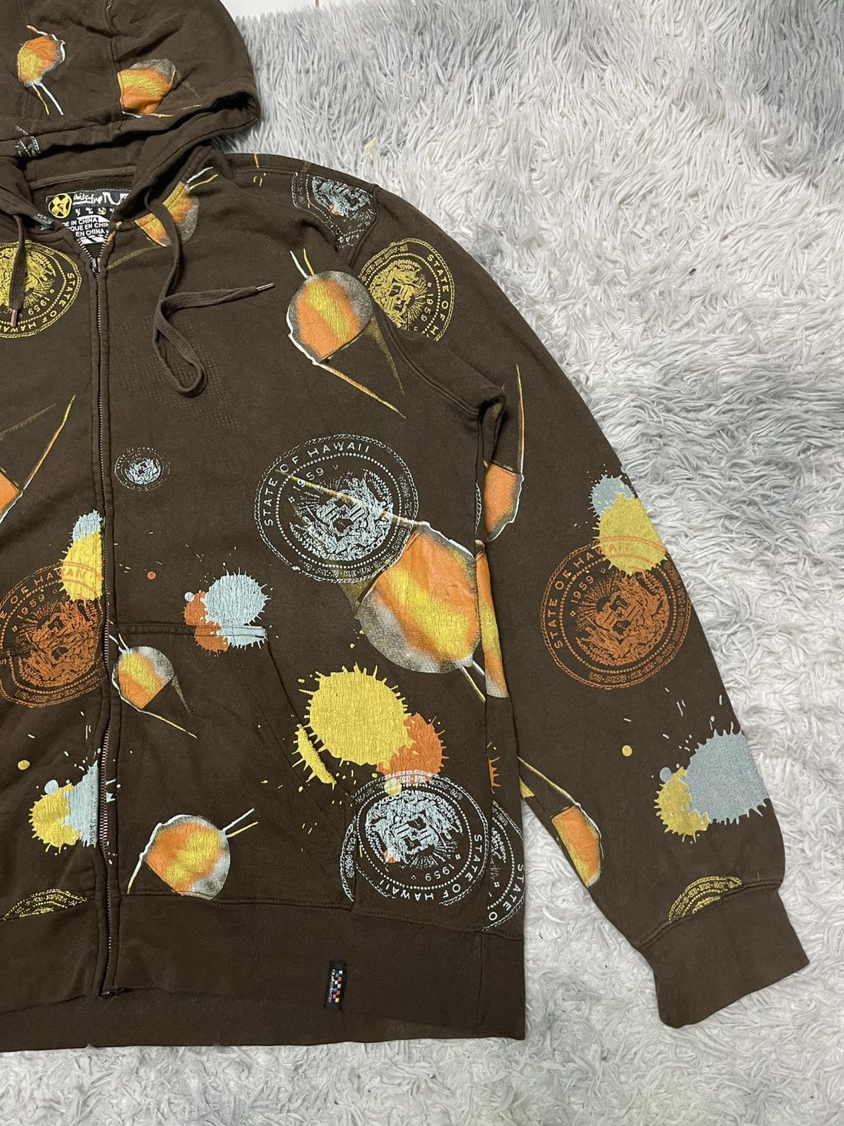 Quiksilver 2000s QUICKSILVER HAWAII ALL OVERPRINT HOODIE ZIPPER Size US L / EU 52-54 / 3 - 4 Thumbnail