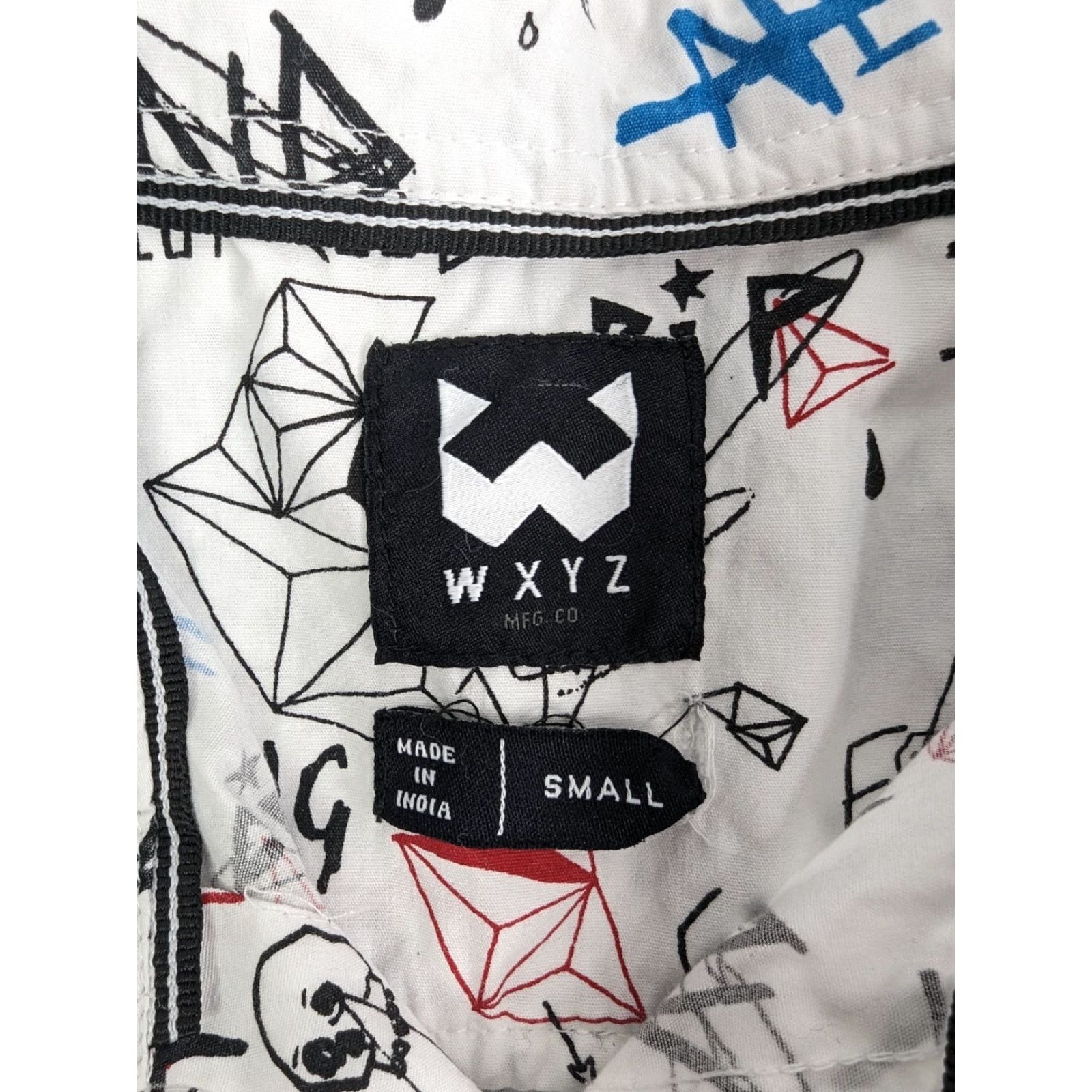 Forever 21 WXYZ Forever Young Print Button Up Short Sleeve Men’s Small 100% Cotton White Shirt Size US 29 - 7 Thumbnail