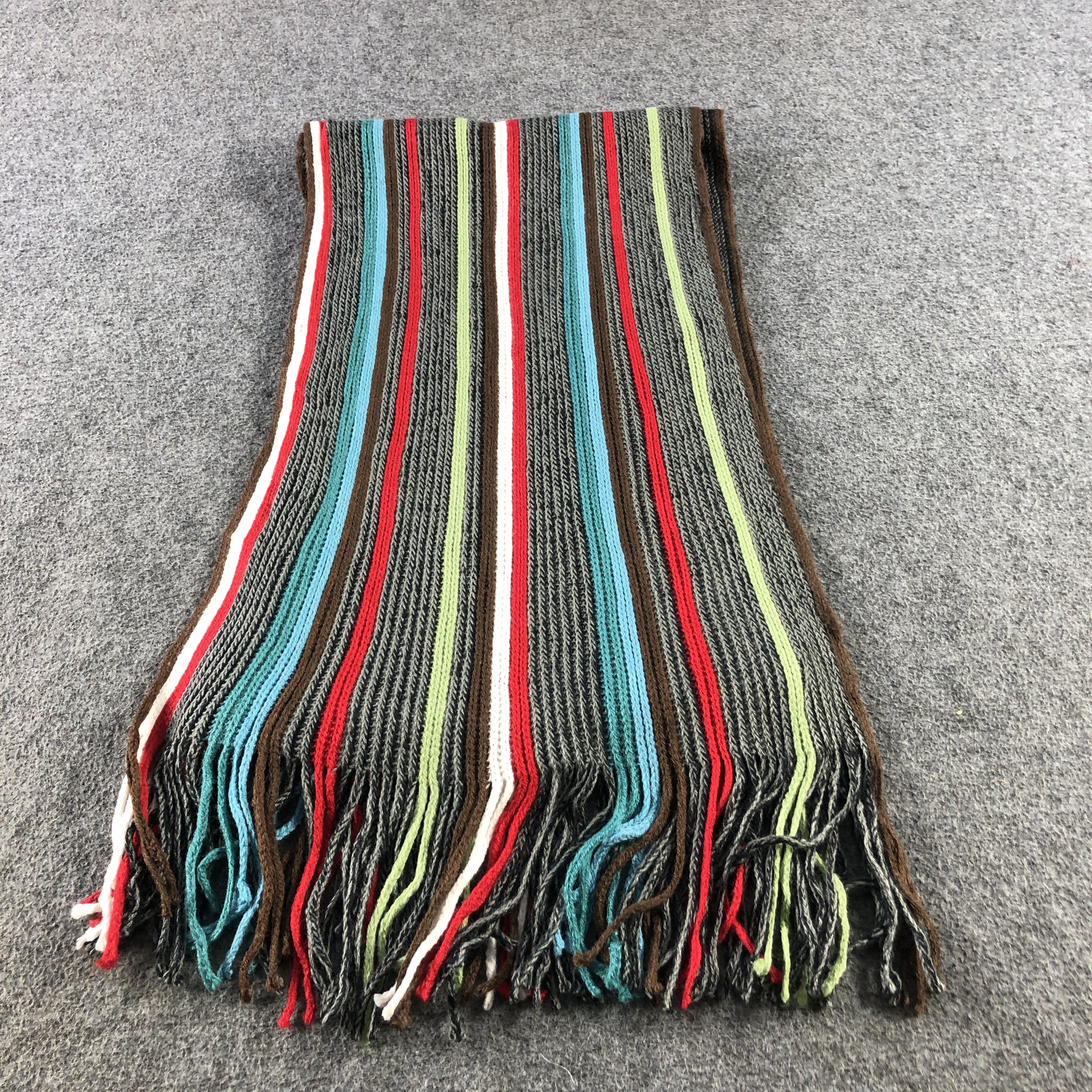PPFM PPFM Double Sided Striped Knit Wool Scarf Muffler V2864 Size ONE SIZE - 3 Thumbnail