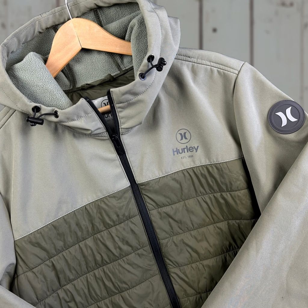 Hurley Hurley Sonora Jacket Mens L Green Hooded Full Zip Soft Shell Logo Windbreaker Size US L / EU 52-54 / 3 - 1 Thumbnail