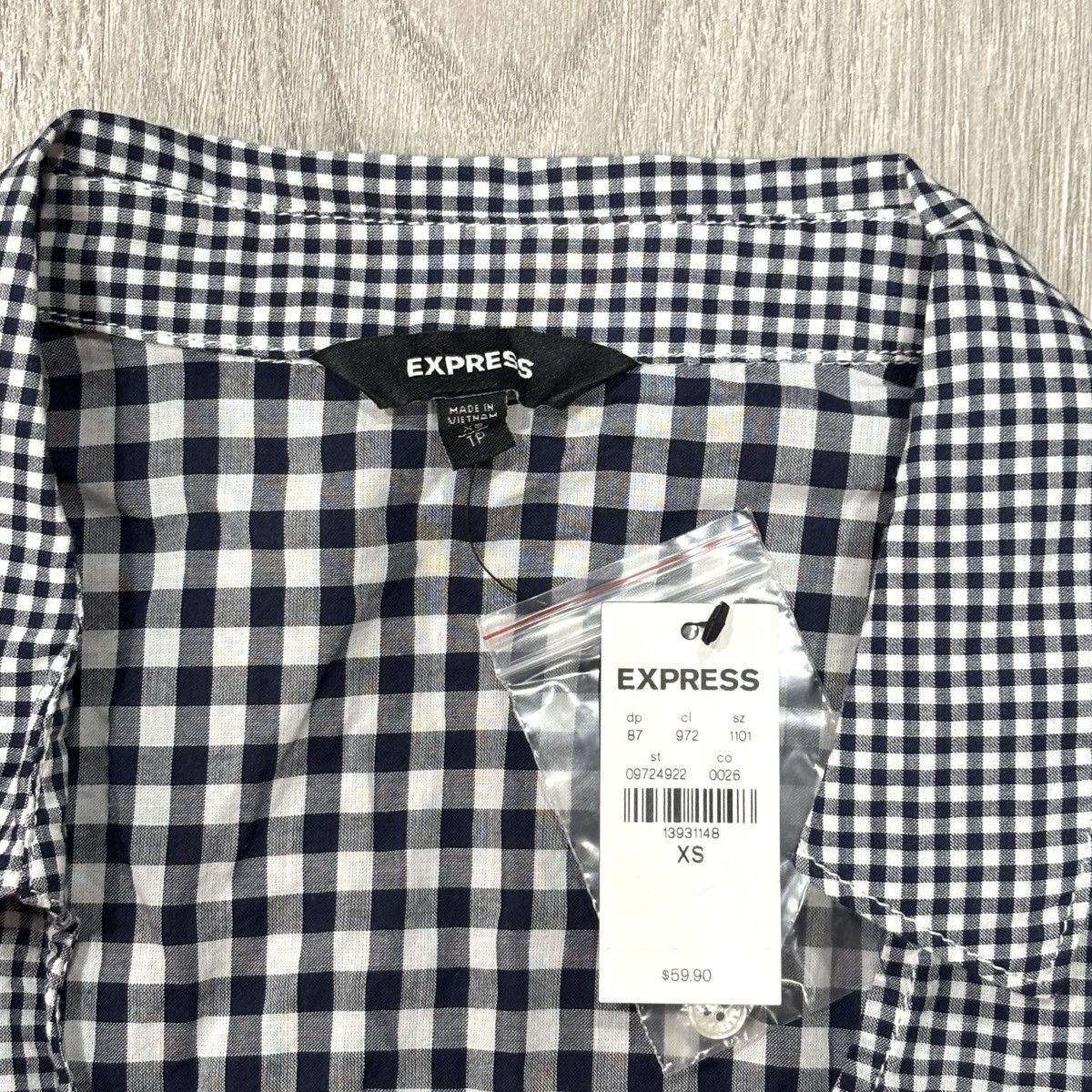 Express Express Gingham Wrap Top Womens XS NWT Black White Check Size XS / US 0-2 / IT 36-38 - 4 Thumbnail