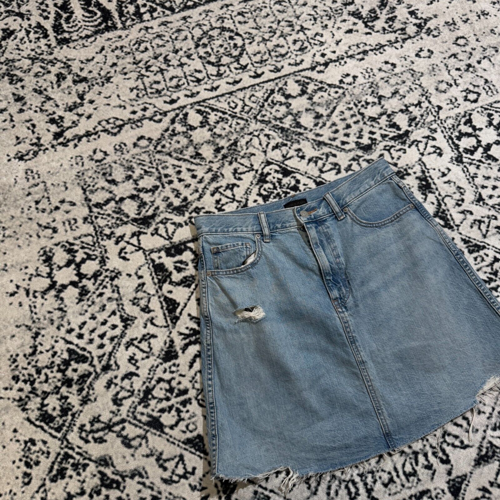 Vintage Vintage Women's Blue Cotton Skirt Size W27 Regular Fit Size 27" / US 4 / IT 40 - 4 Thumbnail