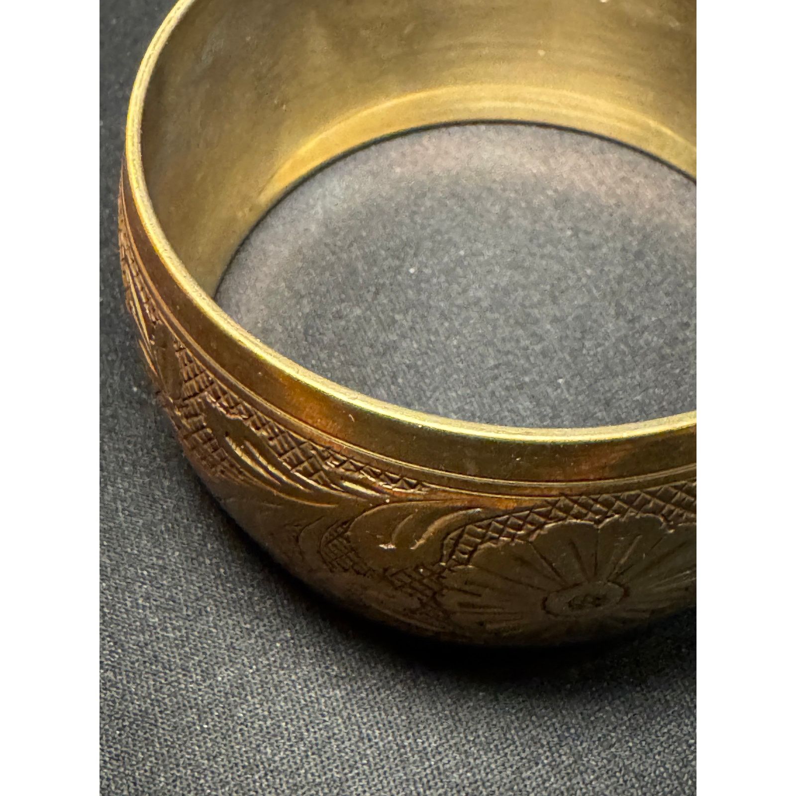 Other Brass Cuff Bracelet Intricate Flower Design 8.5in Size ONE SIZE - 4 Thumbnail