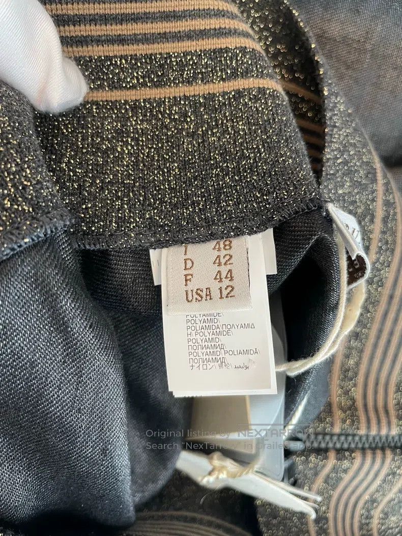 Brunello Cucinelli Brunello Cucinelli Black Gray Linen Gold Thread Asymmetric Size 32" / US 10 / IT 46 - 7 Thumbnail
