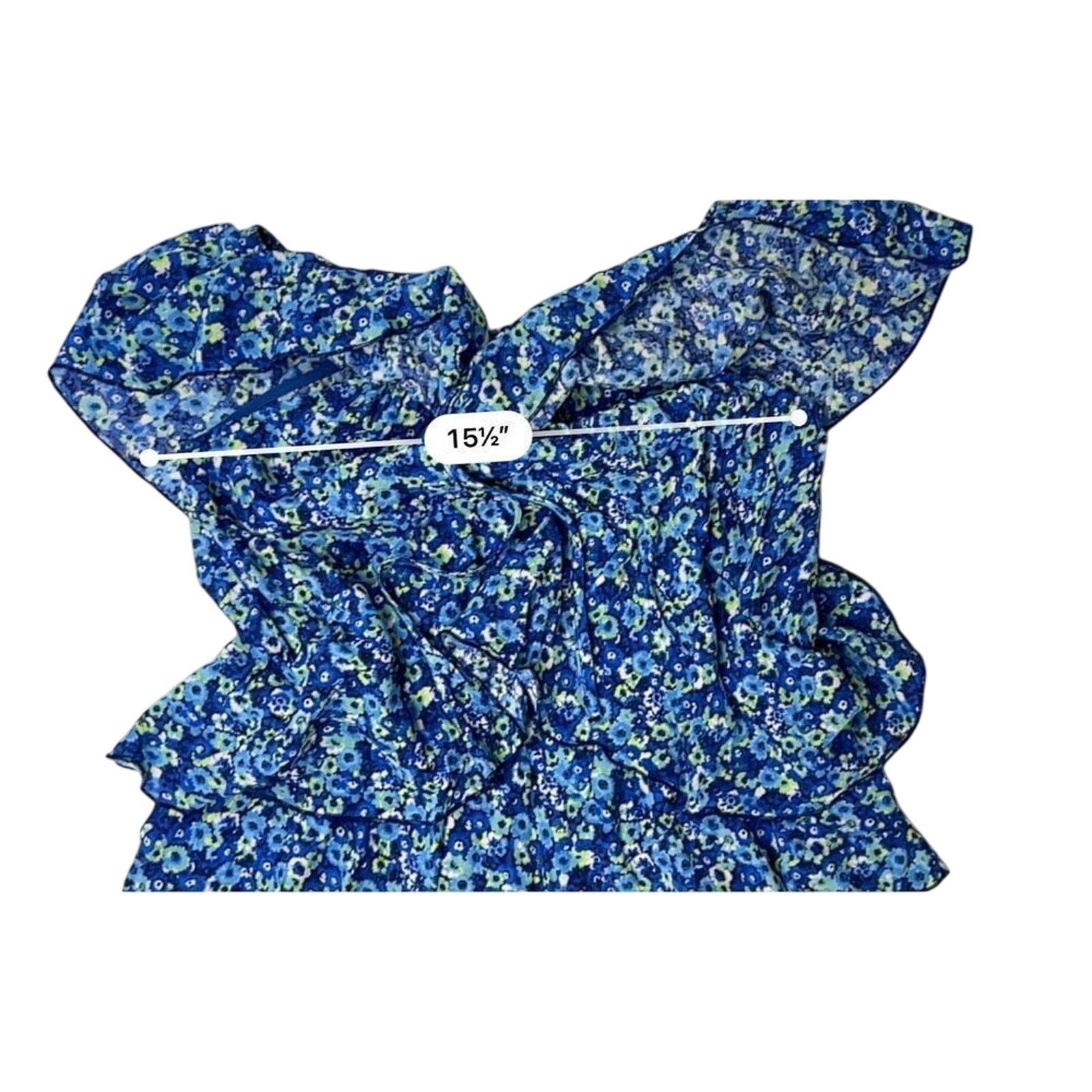 Zara Zara Tiered Blue Floral Cottagecore Jumpsuit Romper MEDIUM Size M / US 6-8 / IT 42-44 - 7 Thumbnail