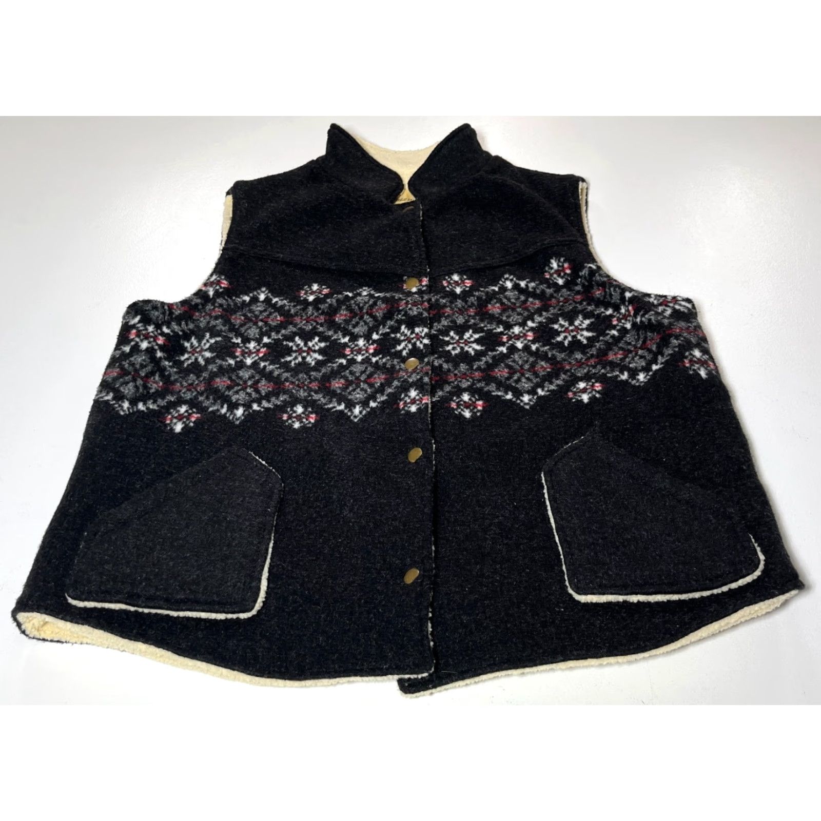 Vintage VINTAGE Upcountry By Du Monde Women's Snap-On Vest Shirt XL Black Pockets Size XL / US 12-14 / IT 48-50 - 5 Thumbnail
