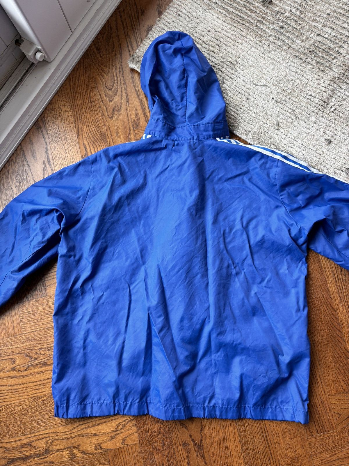 Adidas × Vintage Vintage Adidas Windbreaker Ventex Hooded 3 Stripe Track Jack Size US S / EU 44-46 / 1 - 15 Thumbnail